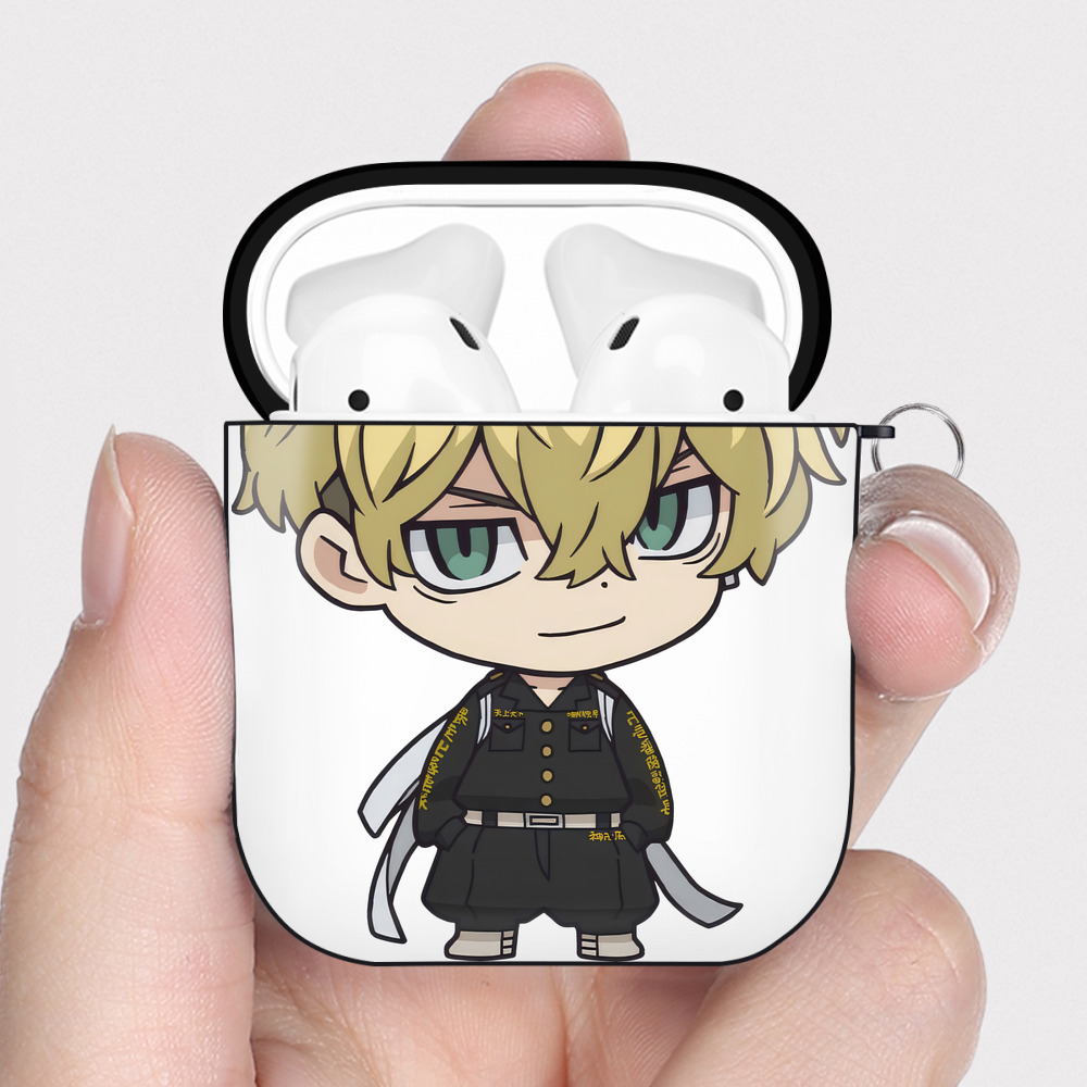 （画像用） 東京リベンジャーズ Tokyo Revengers AirPods 第2世代保護ケース ハードシェル ブラック 耐衝撃・防指紋・カラビナ付き