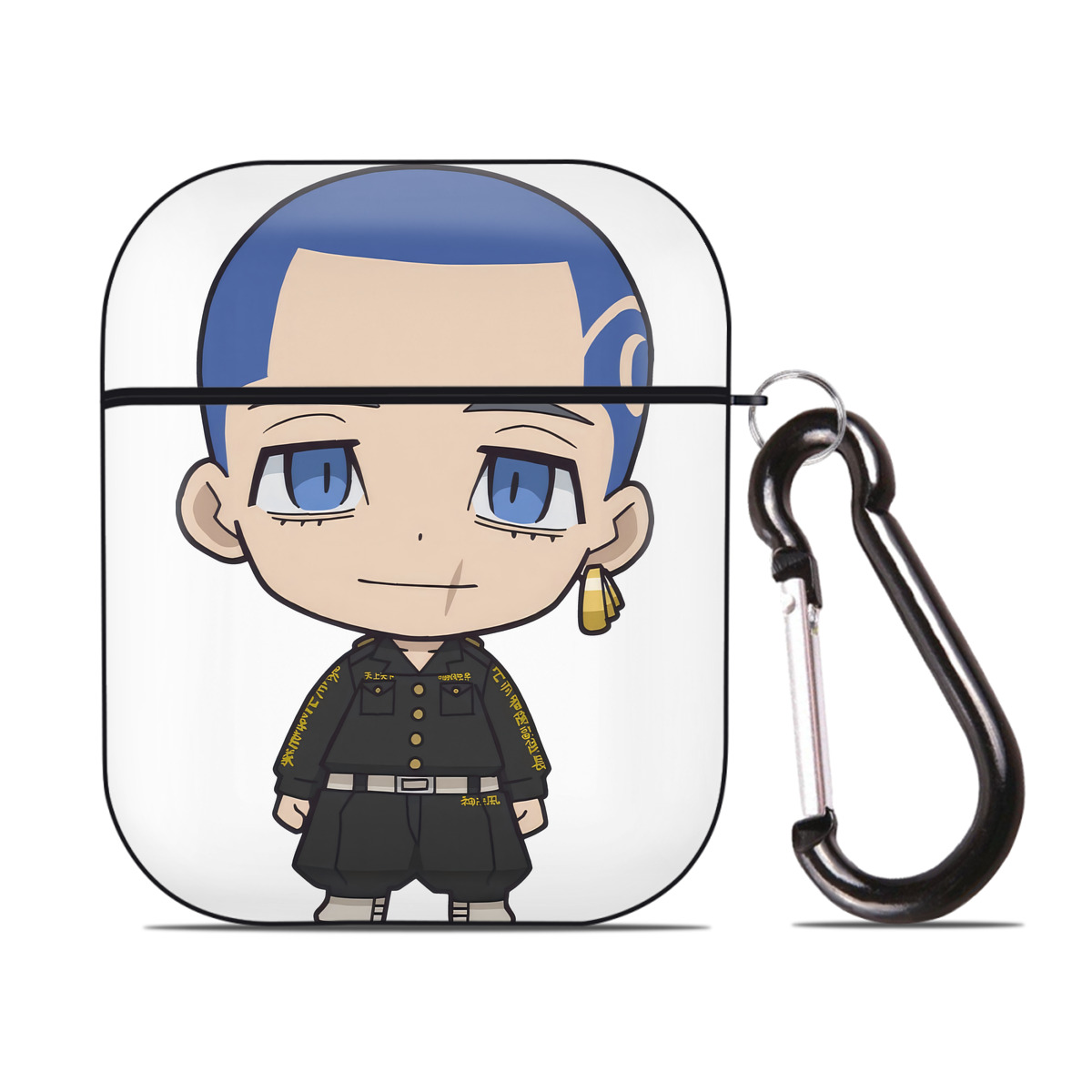 （画像用） 東京リベンジャーズ Tokyo Revengers AirPods 第2世代保護ケース ハードシェル ブラック 耐衝撃・防指紋・カラビナ付き