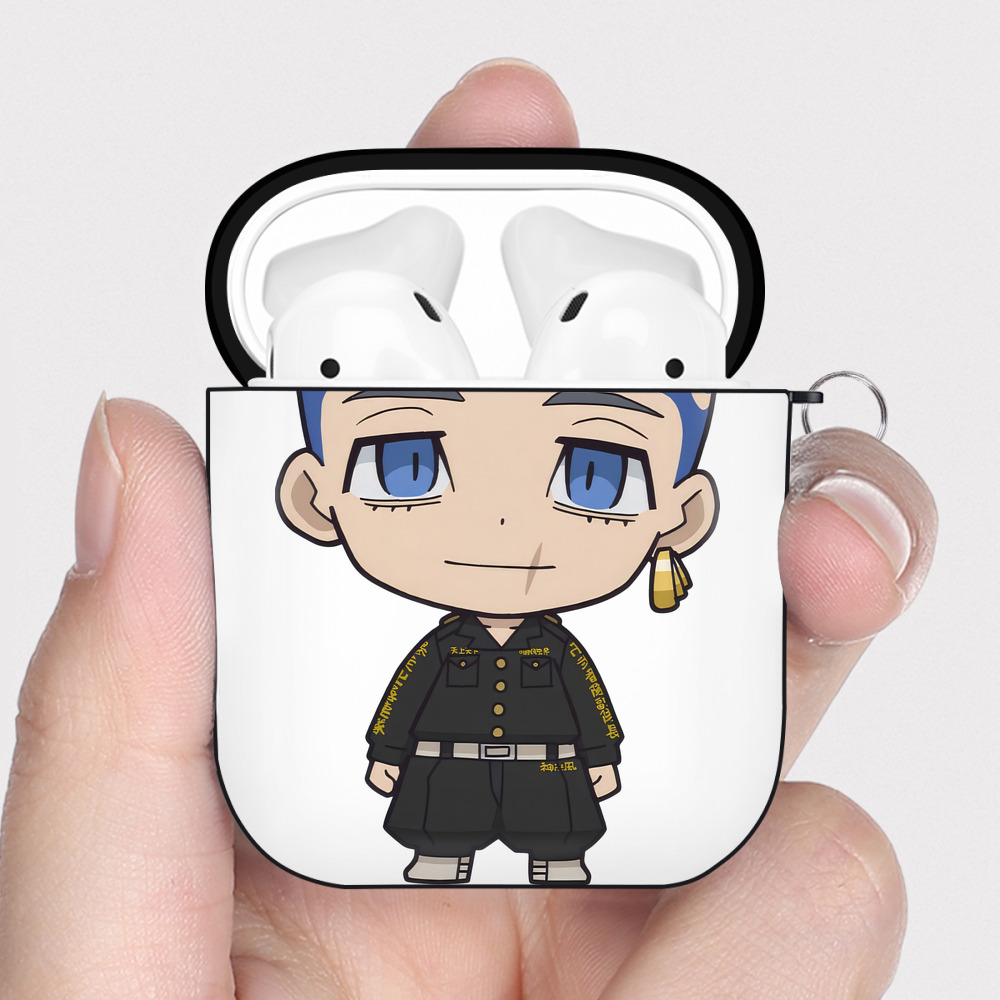 （画像用） 東京リベンジャーズ Tokyo Revengers AirPods 第2世代保護ケース ハードシェル ブラック 耐衝撃・防指紋・カラビナ付き