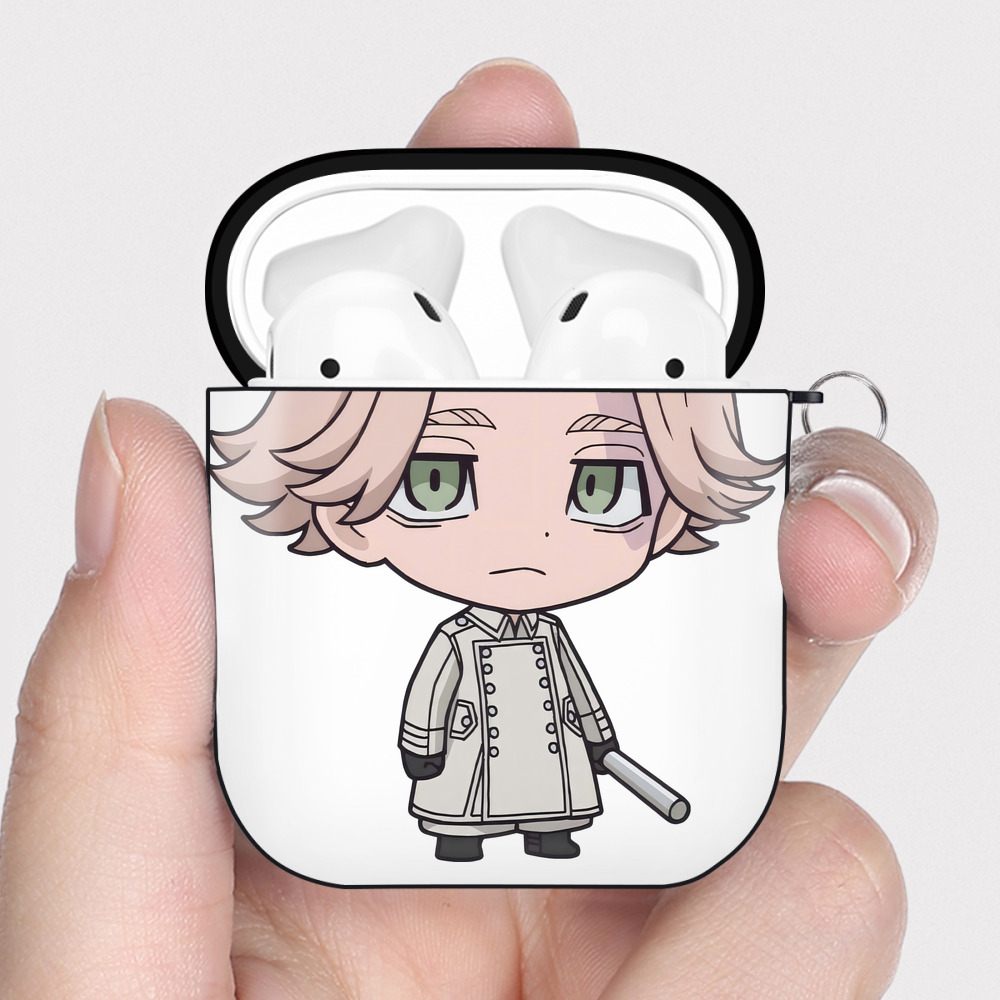 （画像用） 東京リベンジャーズ Tokyo Revengers AirPods 第2世代保護ケース ハードシェル ブラック 耐衝撃・防指紋・カラビナ付き