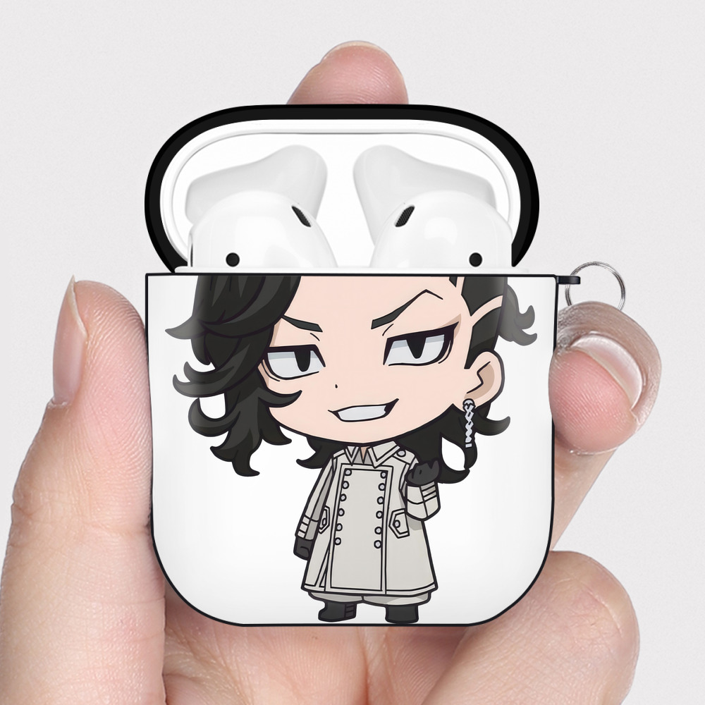 （画像用） 東京リベンジャーズ Tokyo Revengers AirPods 第2世代保護ケース ハードシェル ブラック 耐衝撃・防指紋・カラビナ付き