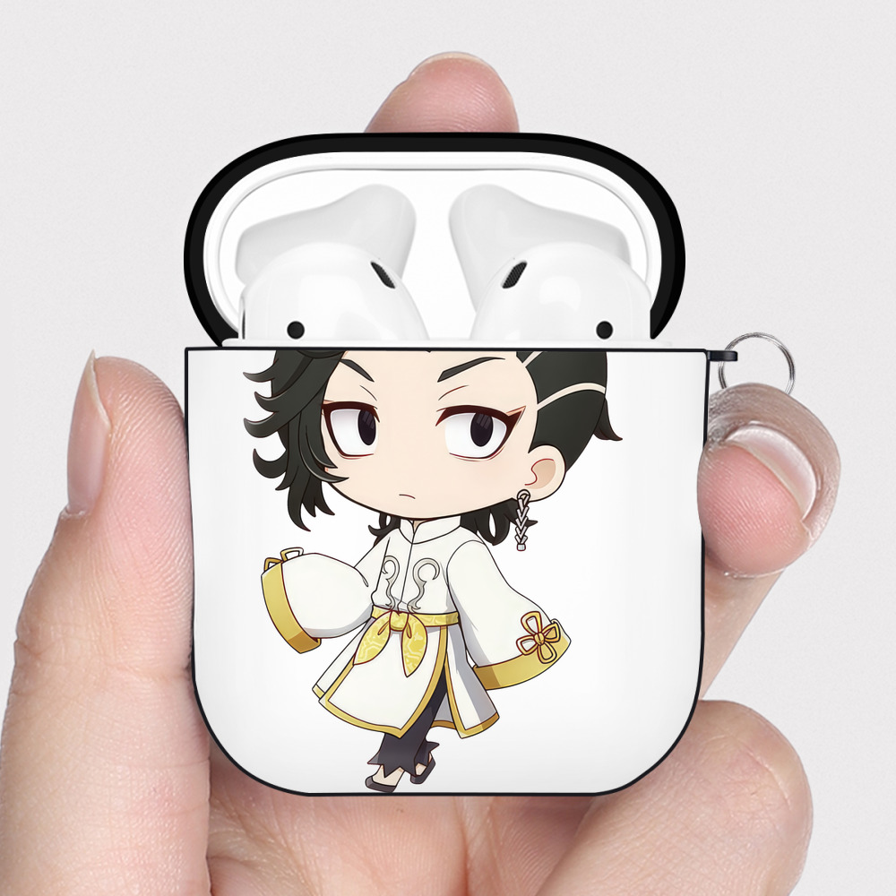 （画像用） 東京リベンジャーズ Tokyo Revengers AirPods 第2世代保護ケース ハードシェル ブラック 耐衝撃・防指紋・カラビナ付き