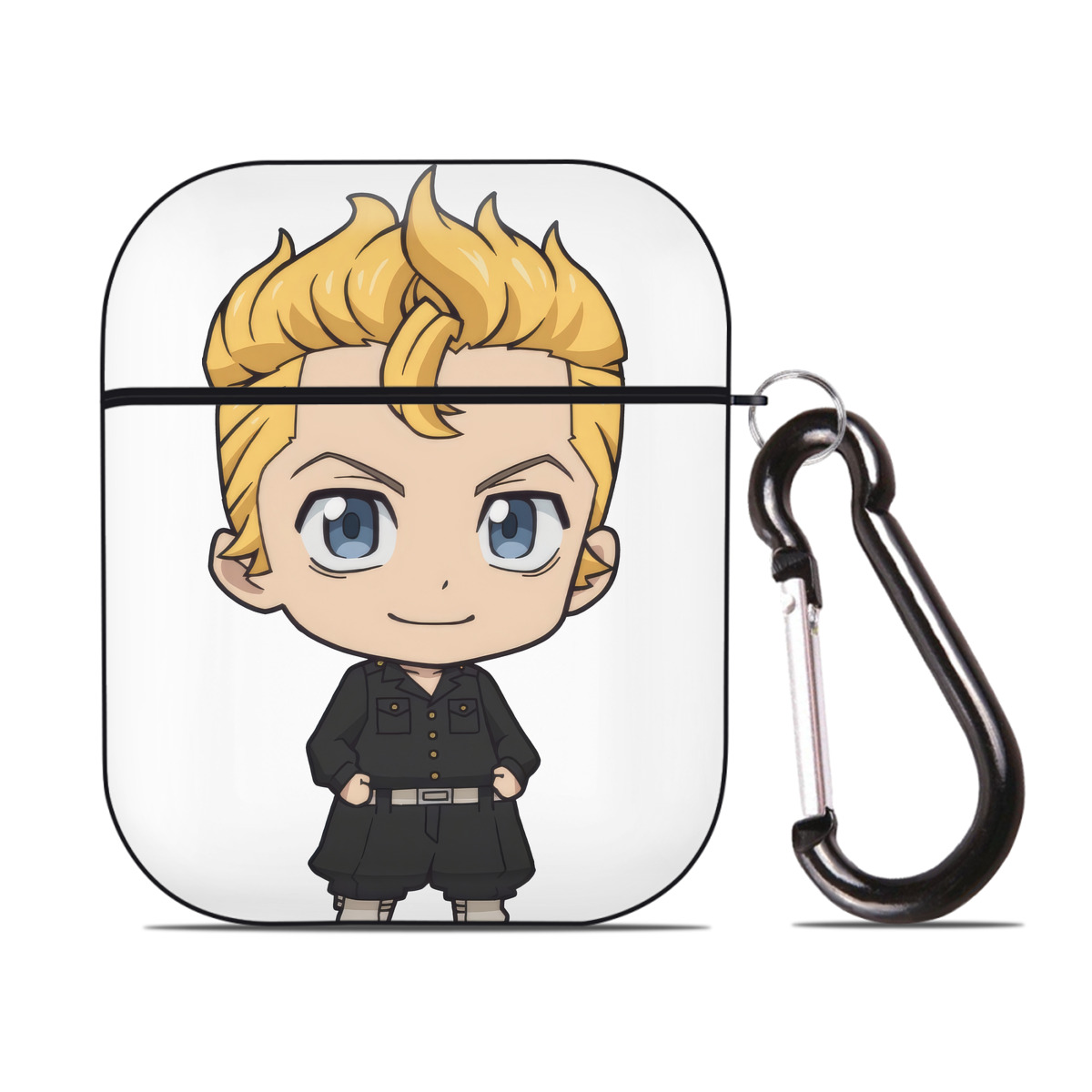 （画像用） 東京リベンジャーズ Tokyo Revengers AirPods 第2世代保護ケース ハードシェル ブラック 耐衝撃・防指紋・カラビナ付き