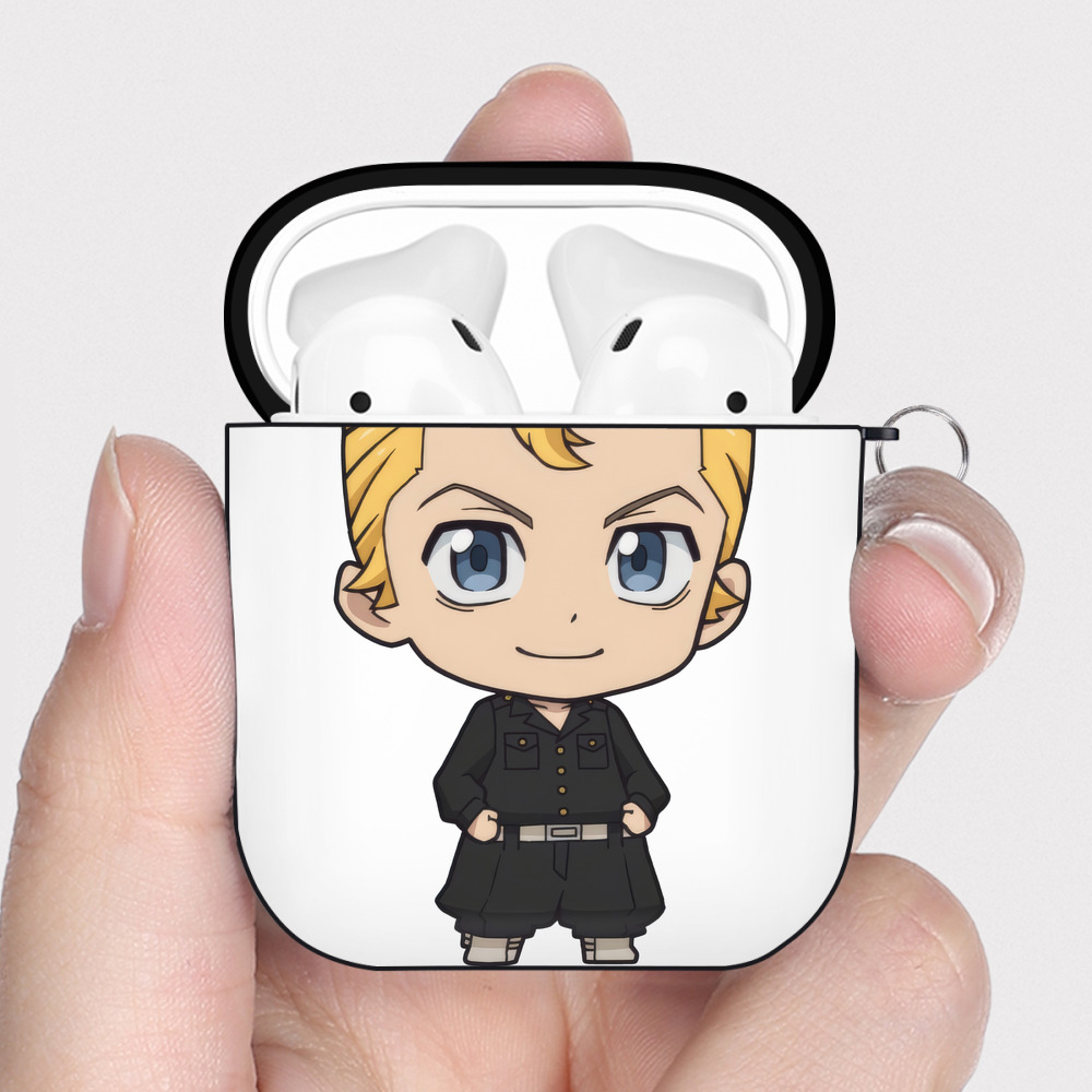 （画像用） 東京リベンジャーズ Tokyo Revengers AirPods 第2世代保護ケース ハードシェル ブラック 耐衝撃・防指紋・カラビナ付き