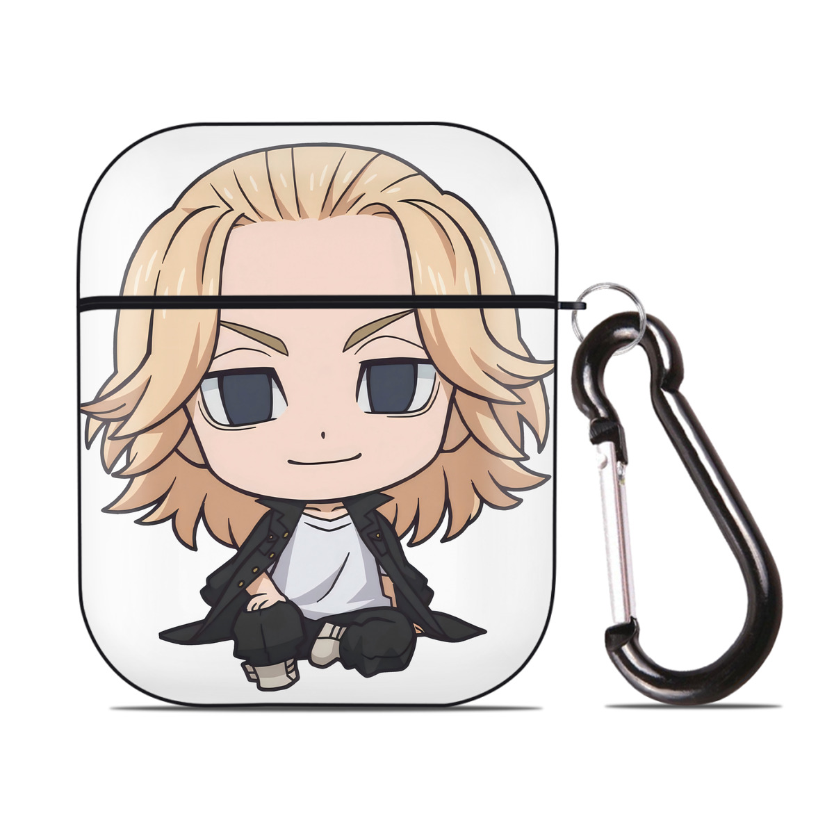（画像用） 東京リベンジャーズ Tokyo Revengers AirPods 第2世代保護ケース ハードシェル ブラック 耐衝撃・防指紋・カラビナ付き