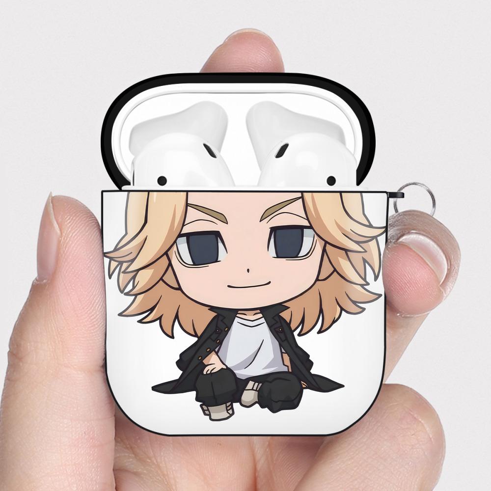 （画像用） 東京リベンジャーズ Tokyo Revengers AirPods 第2世代保護ケース ハードシェル ブラック 耐衝撃・防指紋・カラビナ付き