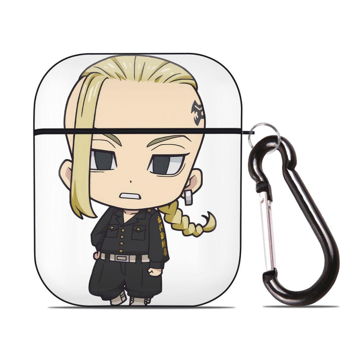（画像用） 東京リベンジャーズ Tokyo Revengers AirPods 第2世代保護ケース ハードシェル ブラック 耐衝撃・防指紋・カラビナ付き