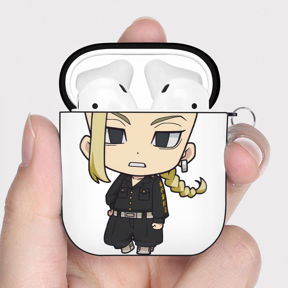 （画像用） 東京リベンジャーズ Tokyo Revengers AirPods 第2世代保護ケース ハードシェル ブラック 耐衝撃・防指紋・カラビナ付き