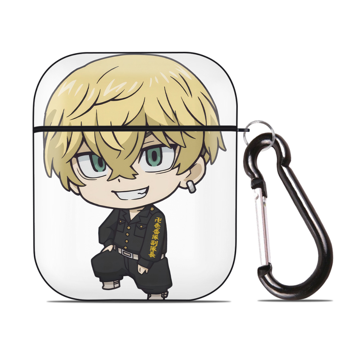（画像用） 東京リベンジャーズ Tokyo Revengers AirPods 第2世代保護ケース ハードシェル ブラック 耐衝撃・防指紋・カラビナ付き