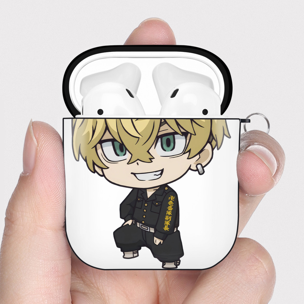 （画像用） 東京リベンジャーズ Tokyo Revengers AirPods 第2世代保護ケース ハードシェル ブラック 耐衝撃・防指紋・カラビナ付き