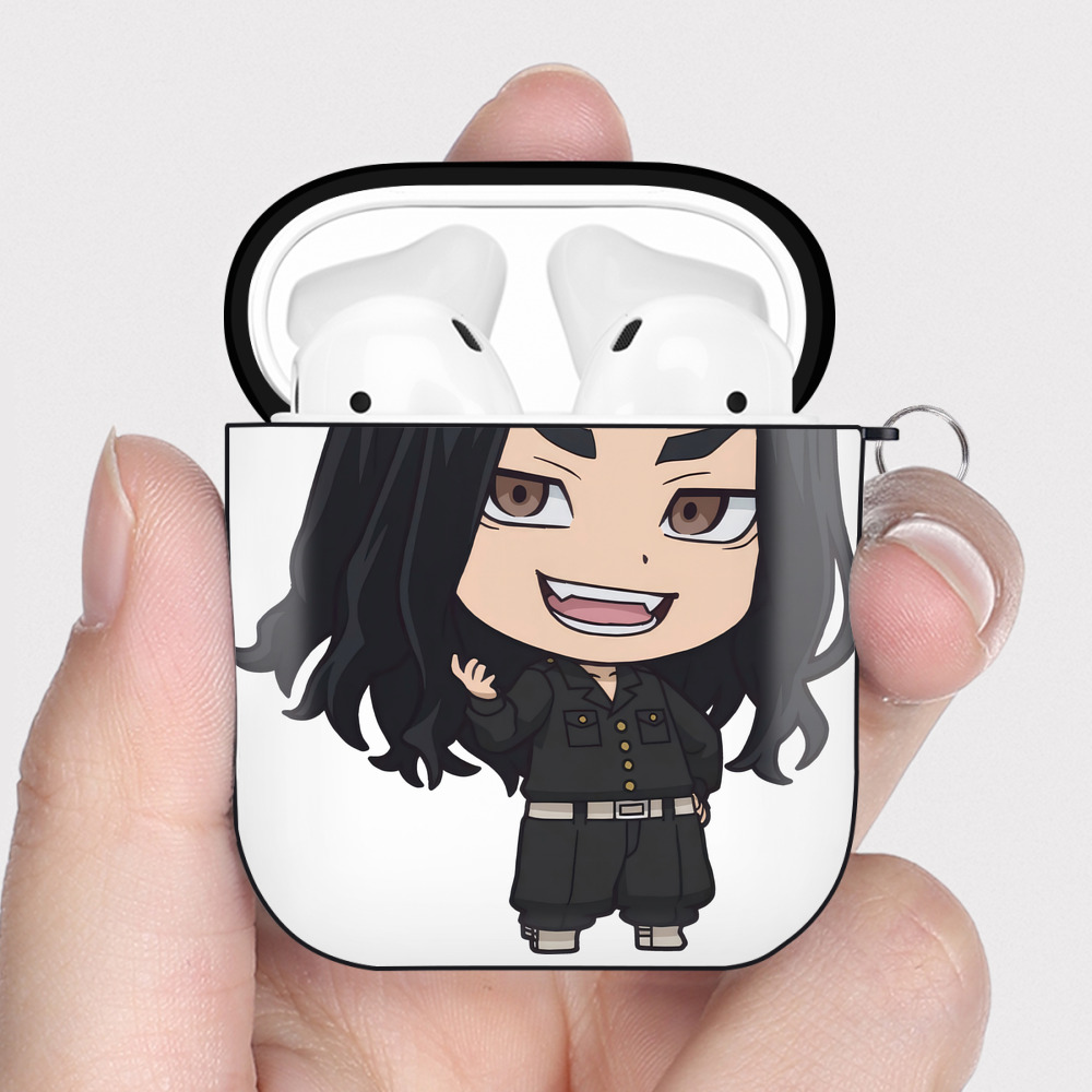 （画像用） 東京リベンジャーズ Tokyo Revengers AirPods 第2世代保護ケース ハードシェル ブラック 耐衝撃・防指紋・カラビナ付き