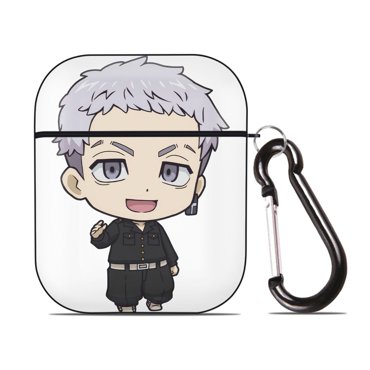 （画像用） 東京リベンジャーズ Tokyo Revengers AirPods 第2世代保護ケース ハードシェル ブラック 耐衝撃・防指紋・カラビナ付き