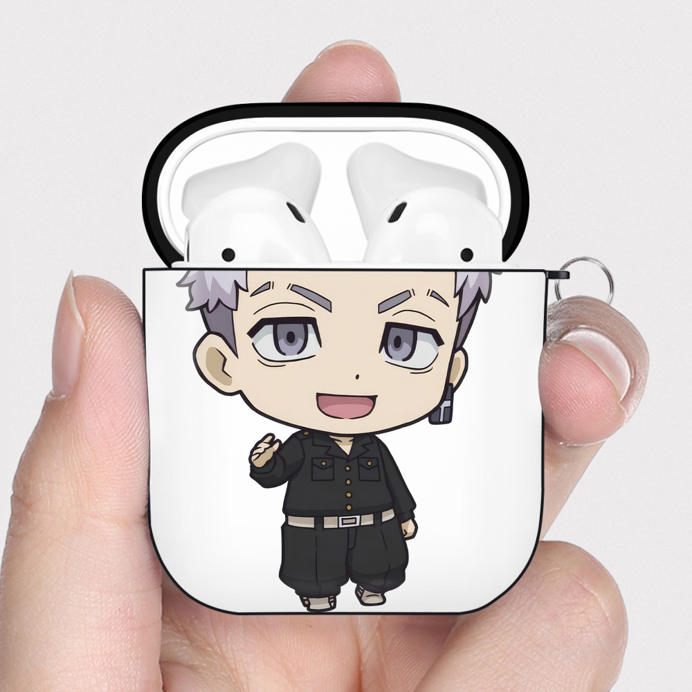 （画像用） 東京リベンジャーズ Tokyo Revengers AirPods 第2世代保護ケース ハードシェル ブラック 耐衝撃・防指紋・カラビナ付き