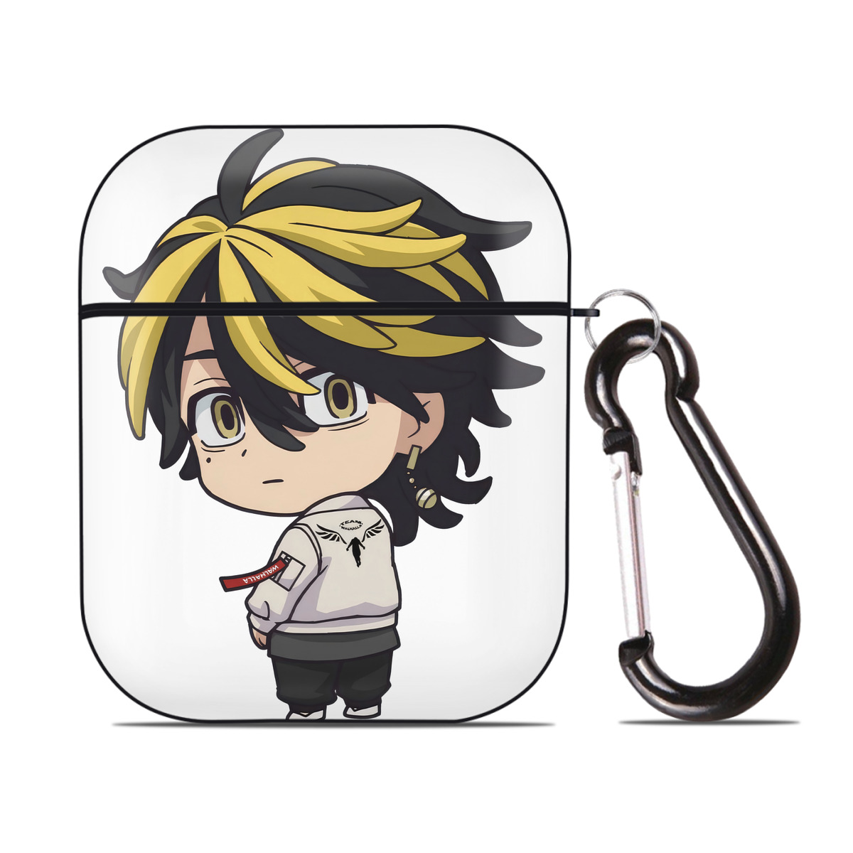 （画像用） 東京リベンジャーズ Tokyo Revengers AirPods 第2世代保護ケース ハードシェル ブラック 耐衝撃・防指紋・カラビナ付き