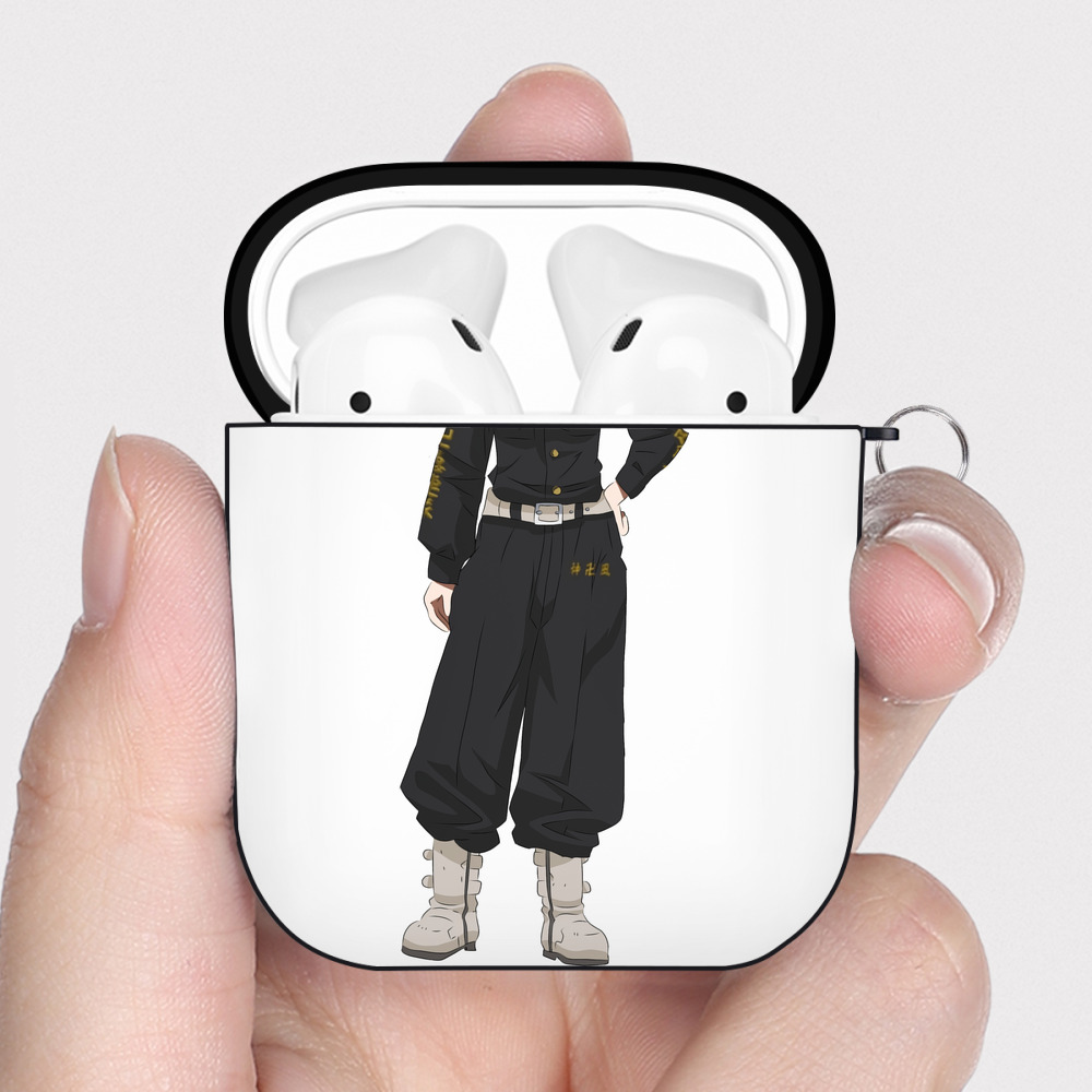 （画像用） 東京リベンジャーズ Tokyo Revengers AirPods 第2世代保護ケース ハードシェル ブラック 耐衝撃・防指紋・カラビナ付き