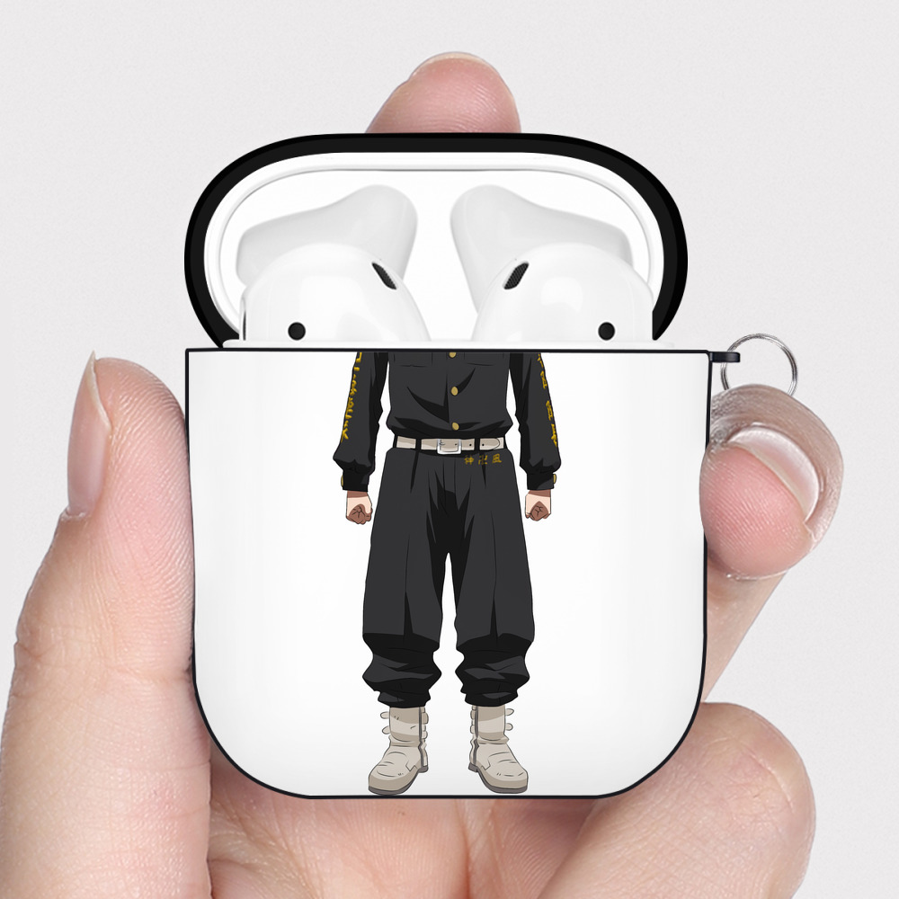 （画像用） 東京リベンジャーズ Tokyo Revengers AirPods 第2世代保護ケース ハードシェル ブラック 耐衝撃・防指紋・カラビナ付き