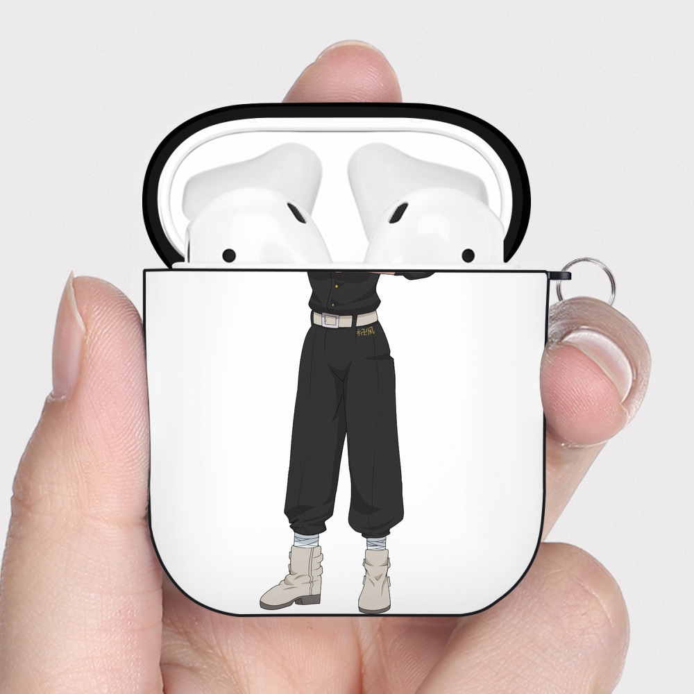 （画像用） 東京リベンジャーズ Tokyo Revengers AirPods 第2世代保護ケース ハードシェル ブラック 耐衝撃・防指紋・カラビナ付き