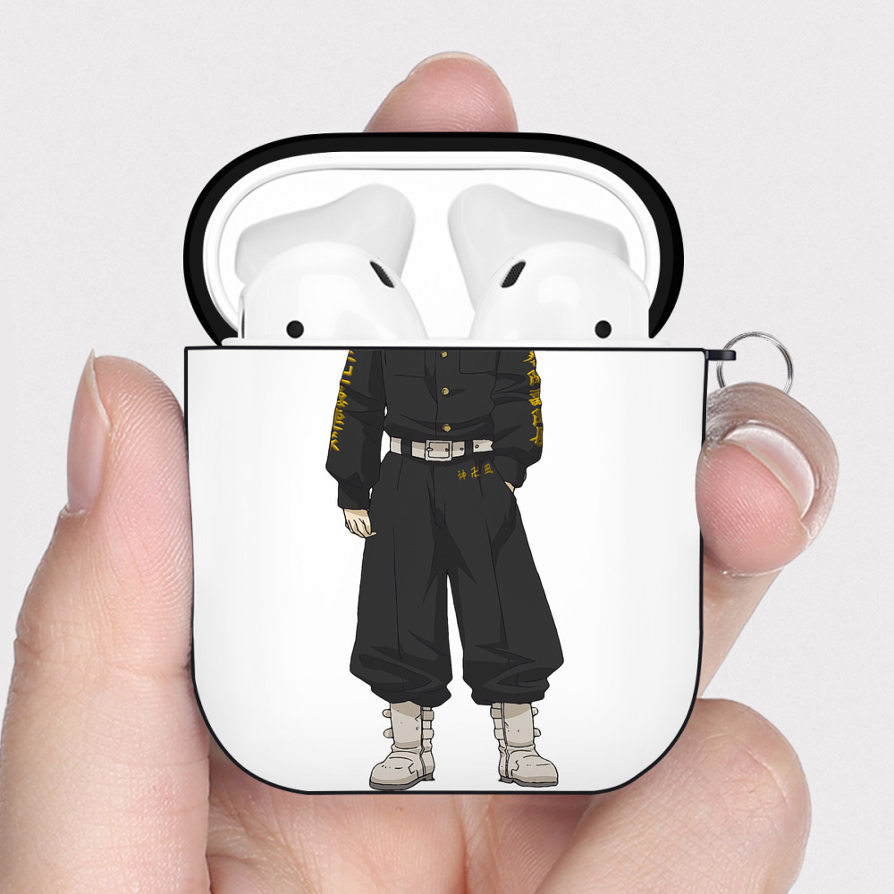 （画像用） 東京リベンジャーズ Tokyo Revengers AirPods 第2世代保護ケース ハードシェル ブラック 耐衝撃・防指紋・カラビナ付き