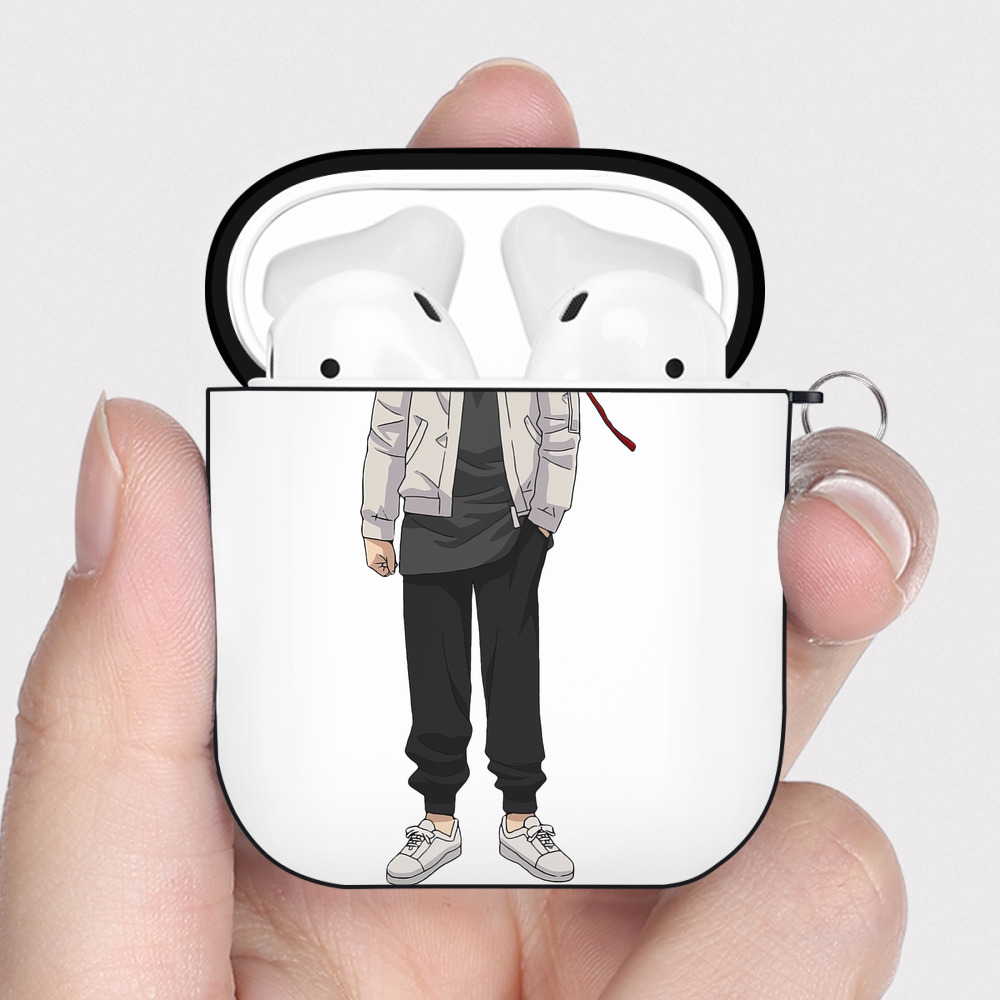 （画像用） 東京リベンジャーズ Tokyo Revengers AirPods 第2世代保護ケース ハードシェル ブラック 耐衝撃・防指紋・カラビナ付き