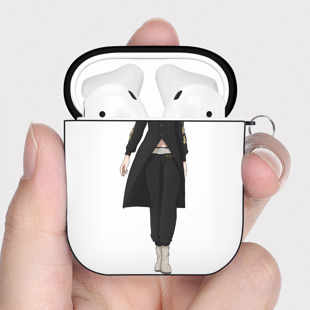 （画像用） 東京リベンジャーズ Tokyo Revengers AirPods 第2世代保護ケース ハードシェル ブラック 耐衝撃・防指紋・カラビナ付き