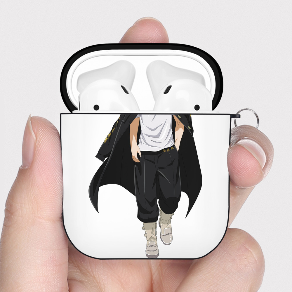 （画像用） 東京リベンジャーズ Tokyo Revengers AirPods 第2世代保護ケース ハードシェル ブラック 耐衝撃・防指紋・カラビナ付き