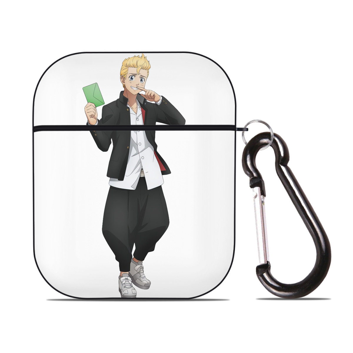 （画像用） 東京リベンジャーズ Tokyo Revengers AirPods 第2世代保護ケース ハードシェル ブラック 耐衝撃・防指紋・カラビナ付き