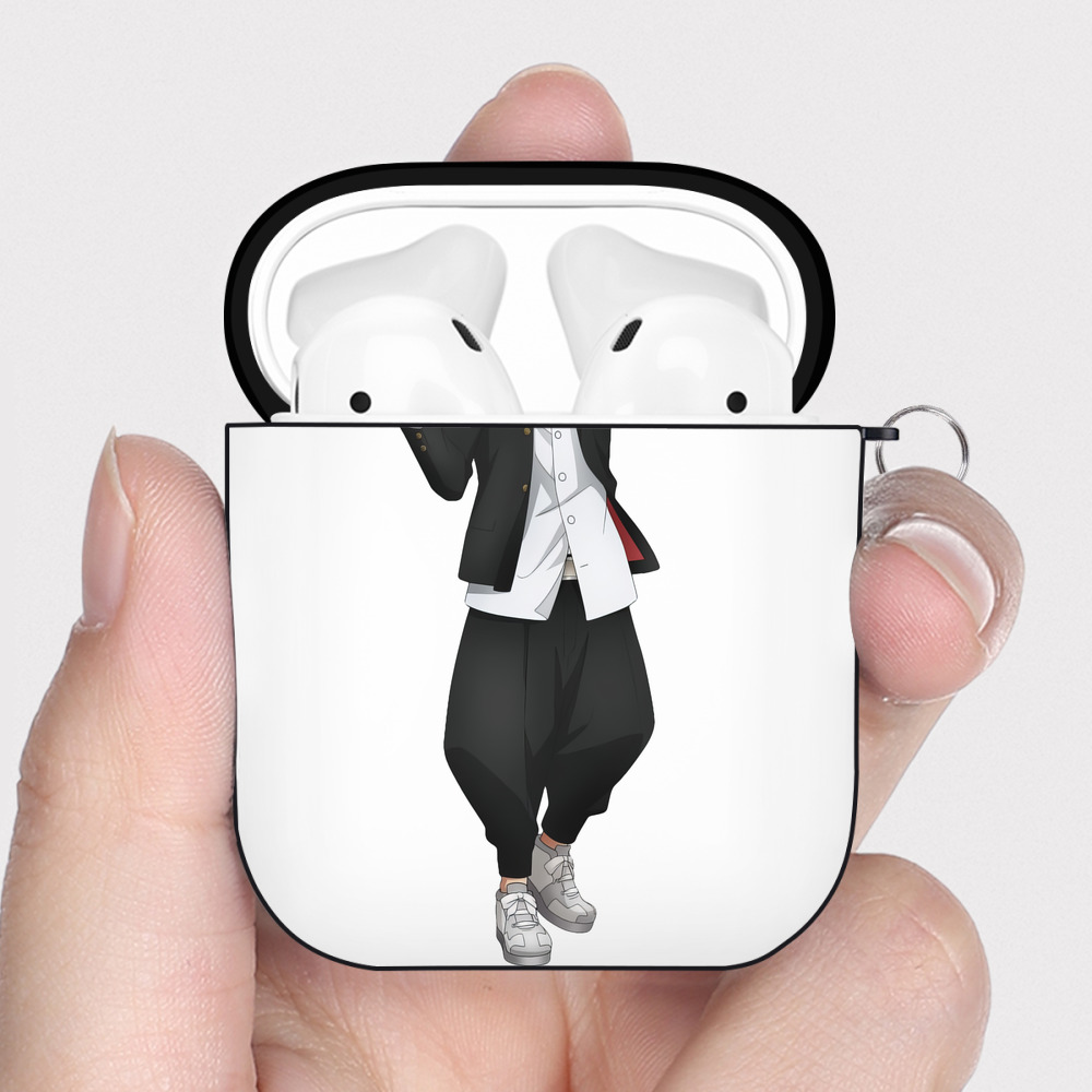 （画像用） 東京リベンジャーズ Tokyo Revengers AirPods 第2世代保護ケース ハードシェル ブラック 耐衝撃・防指紋・カラビナ付き
