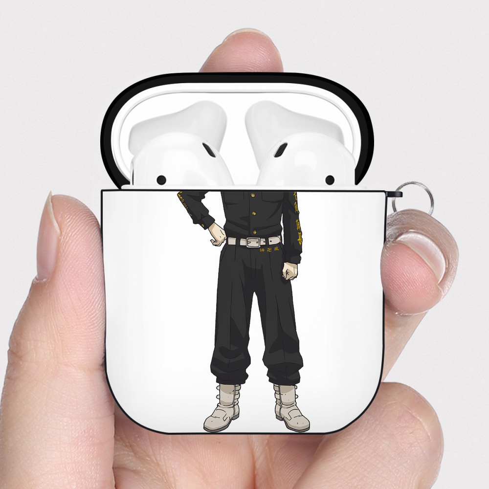 （画像用） 東京リベンジャーズ Tokyo Revengers AirPods 第2世代保護ケース ハードシェル ブラック 耐衝撃・防指紋・カラビナ付き