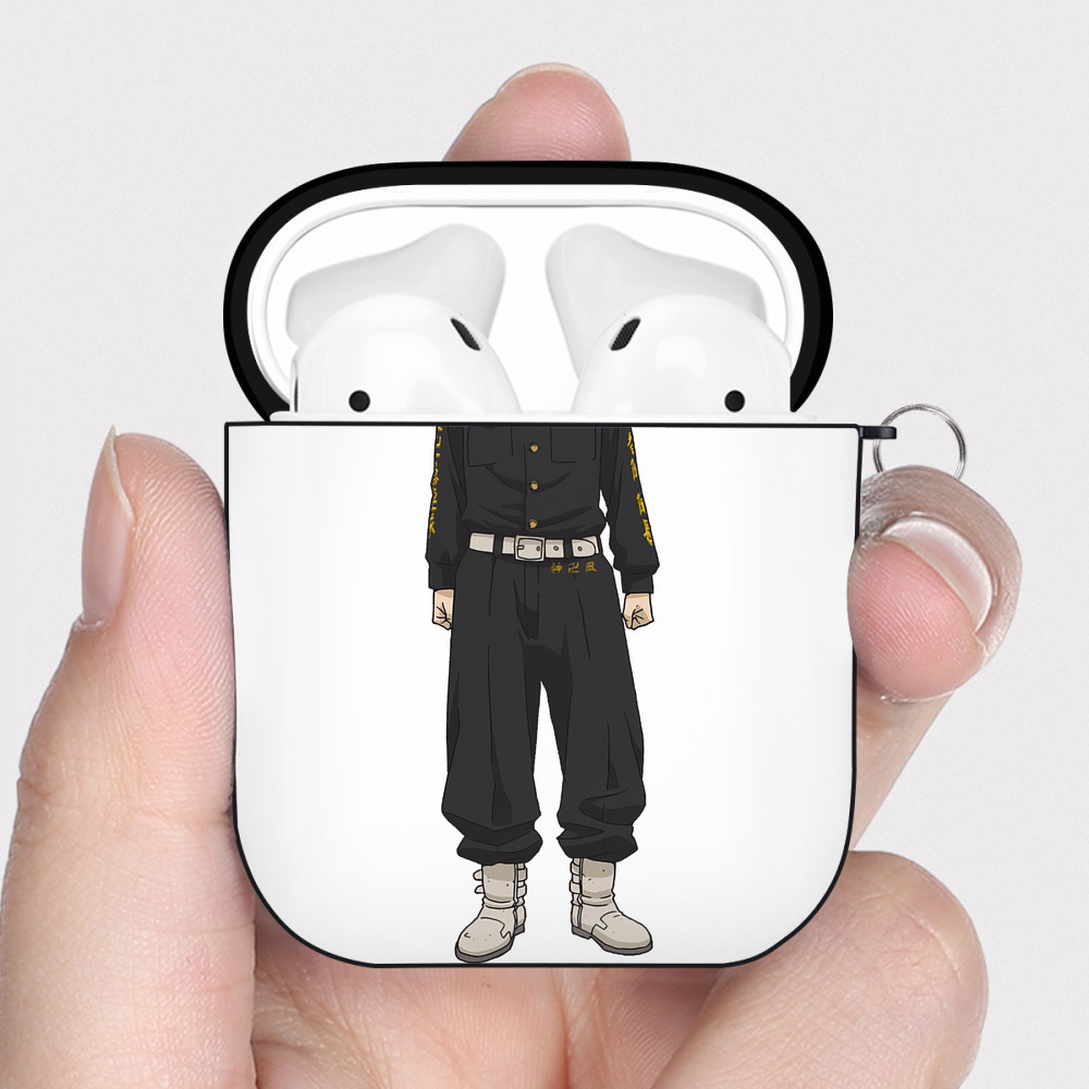 （画像用） 東京リベンジャーズ Tokyo Revengers AirPods 第2世代保護ケース ハードシェル ブラック 耐衝撃・防指紋・カラビナ付き