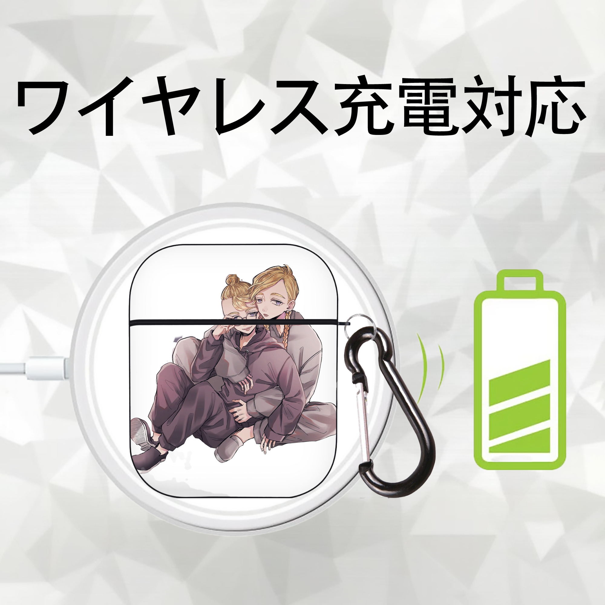 東京リベンジャーズ Tokyo Revengers AirPods 第2世代保護ケース ハードシェル ブラック 耐衝撃・防指紋・カラビナ付き
