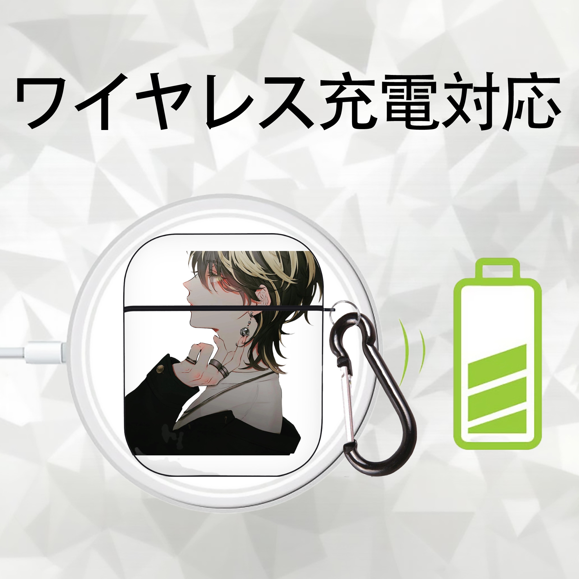 東京リベンジャーズ Tokyo Revengers AirPods 第2世代保護ケース ハードシェル ブラック 耐衝撃・防指紋・カラビナ付き