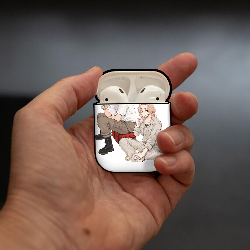 東京リベンジャーズ Tokyo Revengers AirPods 第2世代保護ケース ハードシェル ブラック 耐衝撃・防指紋・カラビナ付き