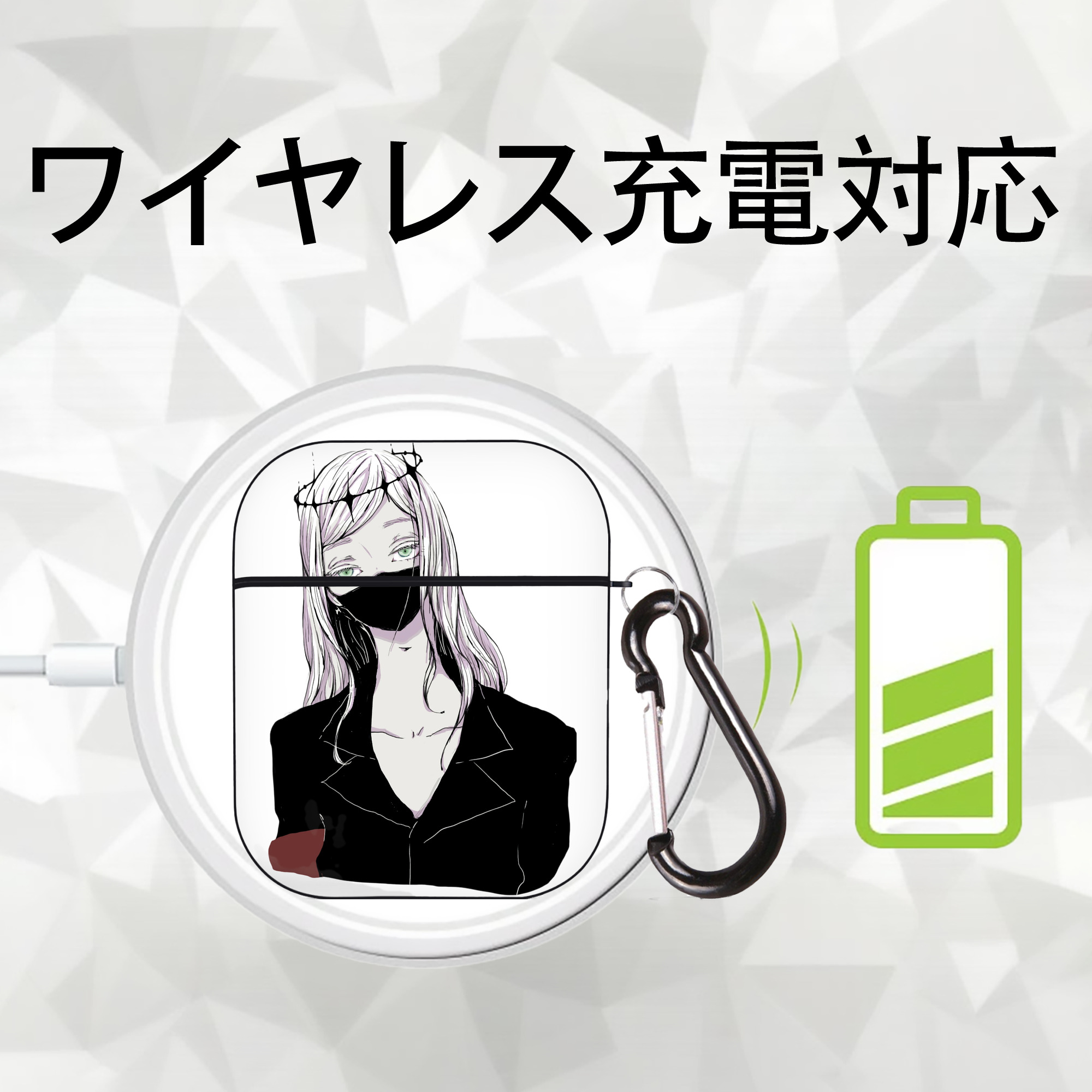東京リベンジャーズ Tokyo Revengers AirPods 第2世代保護ケース ハードシェル ブラック 耐衝撃・防指紋・カラビナ付き
