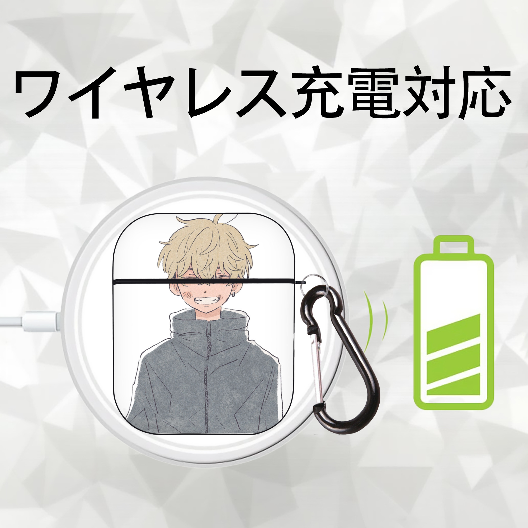 東京リベンジャーズ Tokyo Revengers AirPods 第2世代保護ケース ハードシェル ブラック 耐衝撃・防指紋・カラビナ付き