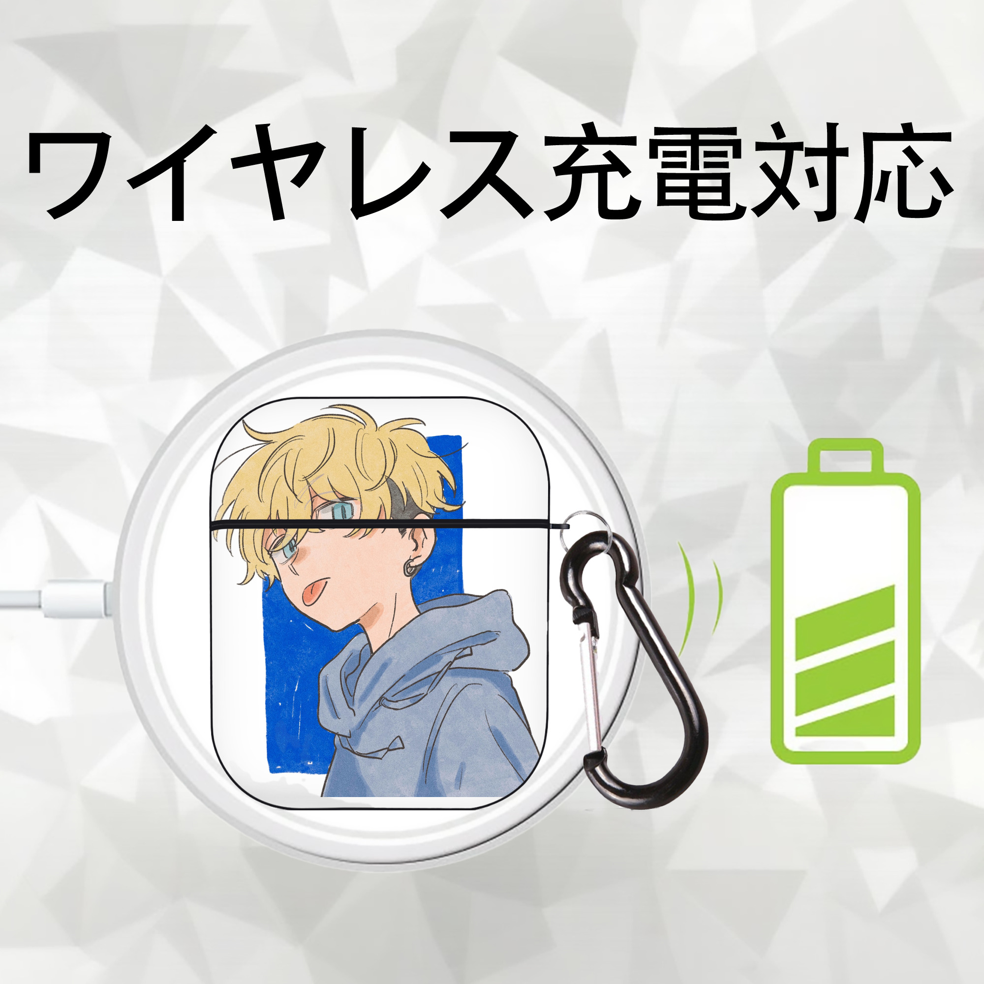 東京リベンジャーズ Tokyo Revengers AirPods 第2世代保護ケース ハードシェル ブラック 耐衝撃・防指紋・カラビナ付き