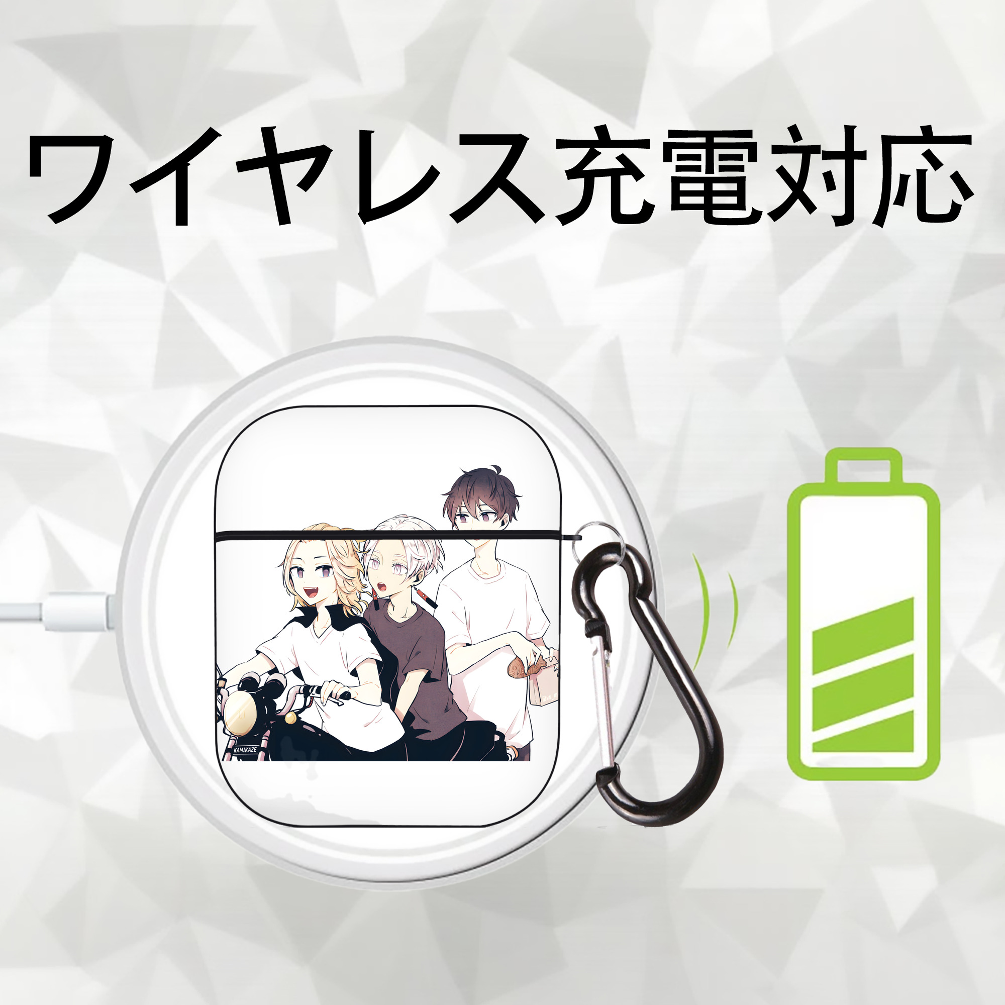 東京リベンジャーズ Tokyo Revengers AirPods 第2世代保護ケース ハードシェル ブラック 耐衝撃・防指紋・カラビナ付き