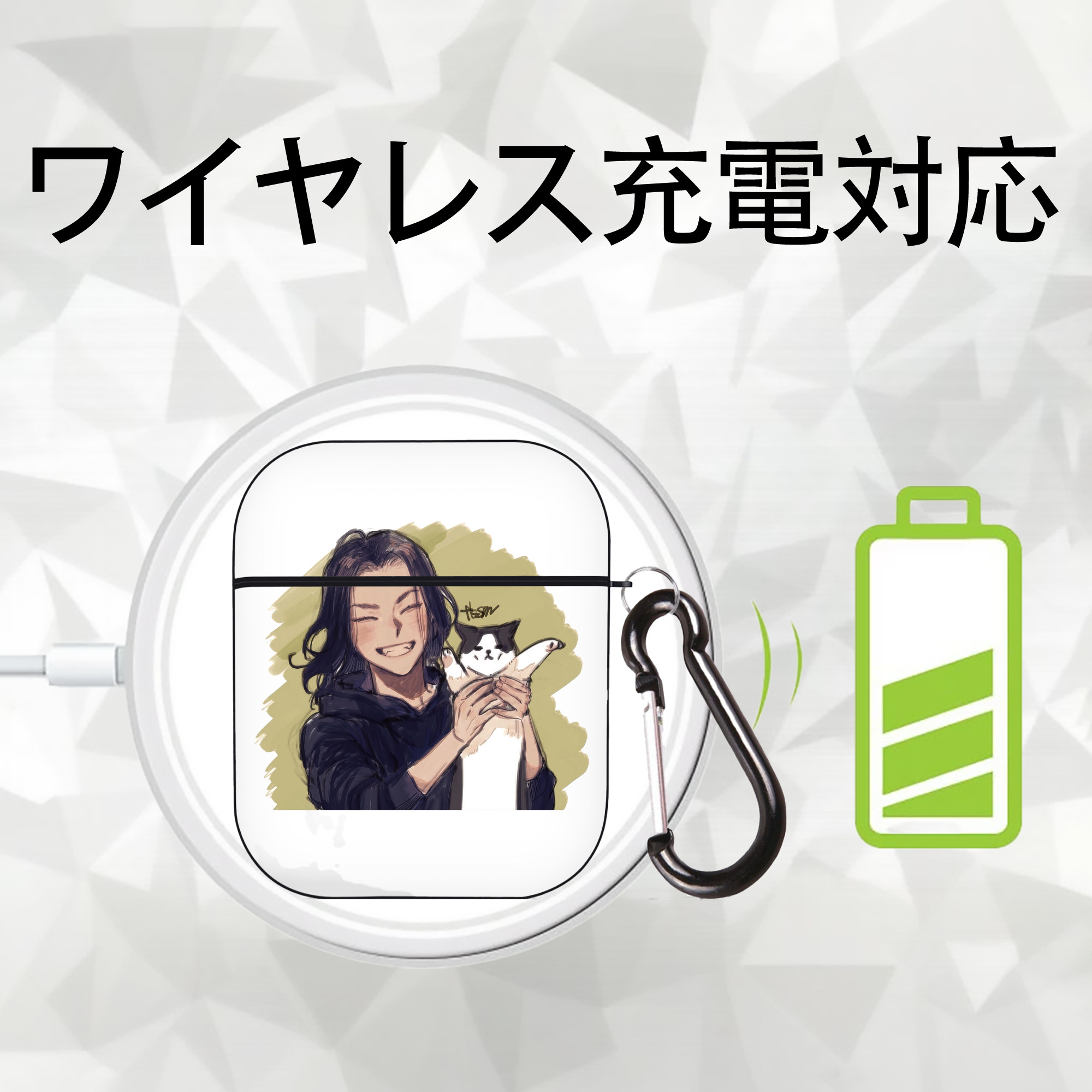 東京リベンジャーズ Tokyo Revengers AirPods 第2世代保護ケース ハードシェル ブラック 耐衝撃・防指紋・カラビナ付き