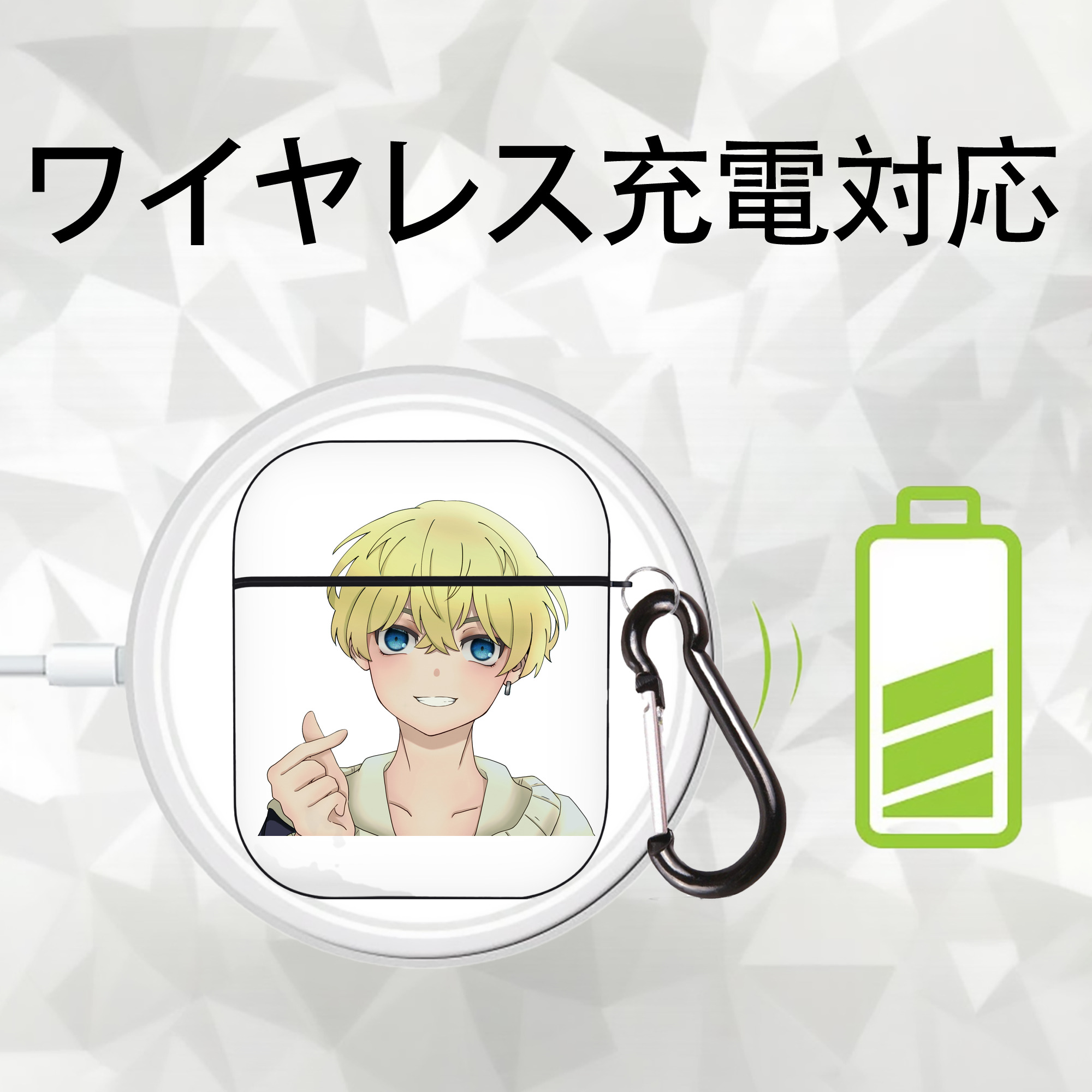 東京リベンジャーズ Tokyo Revengers AirPods 第2世代保護ケース ハードシェル ブラック 耐衝撃・防指紋・カラビナ付き