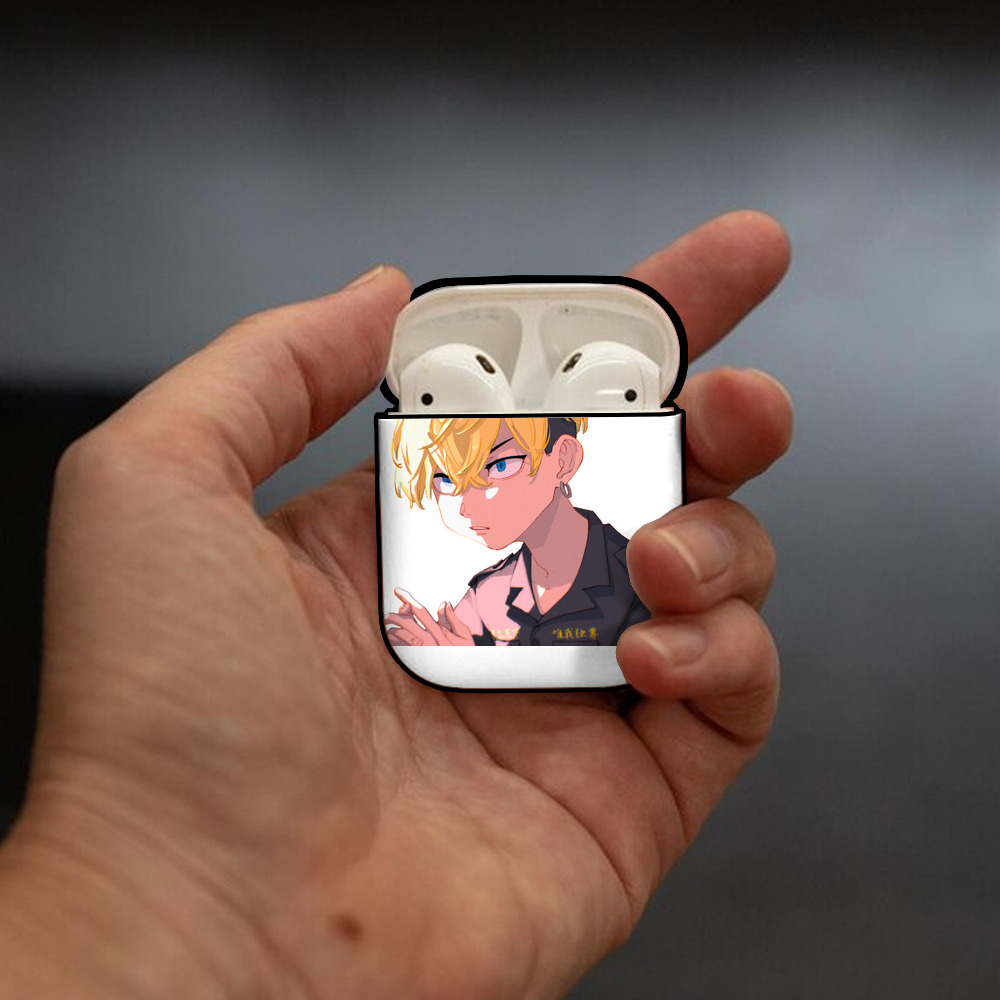 東京リベンジャーズ Tokyo Revengers AirPods 第2世代保護ケース ハードシェル ブラック 耐衝撃・防指紋・カラビナ付き
