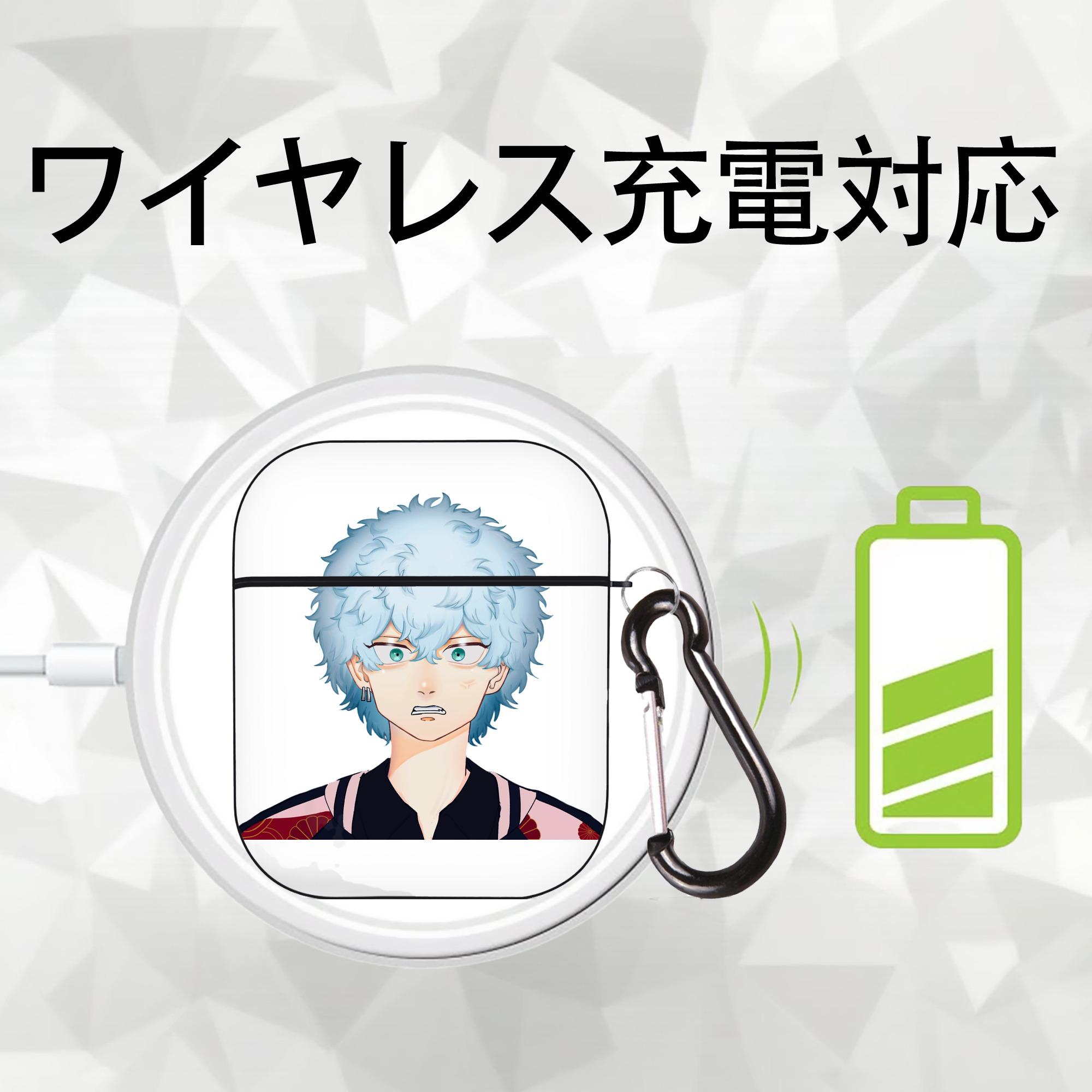 東京リベンジャーズ Tokyo Revengers AirPods 第2世代保護ケース ハードシェル ブラック 耐衝撃・防指紋・カラビナ付き