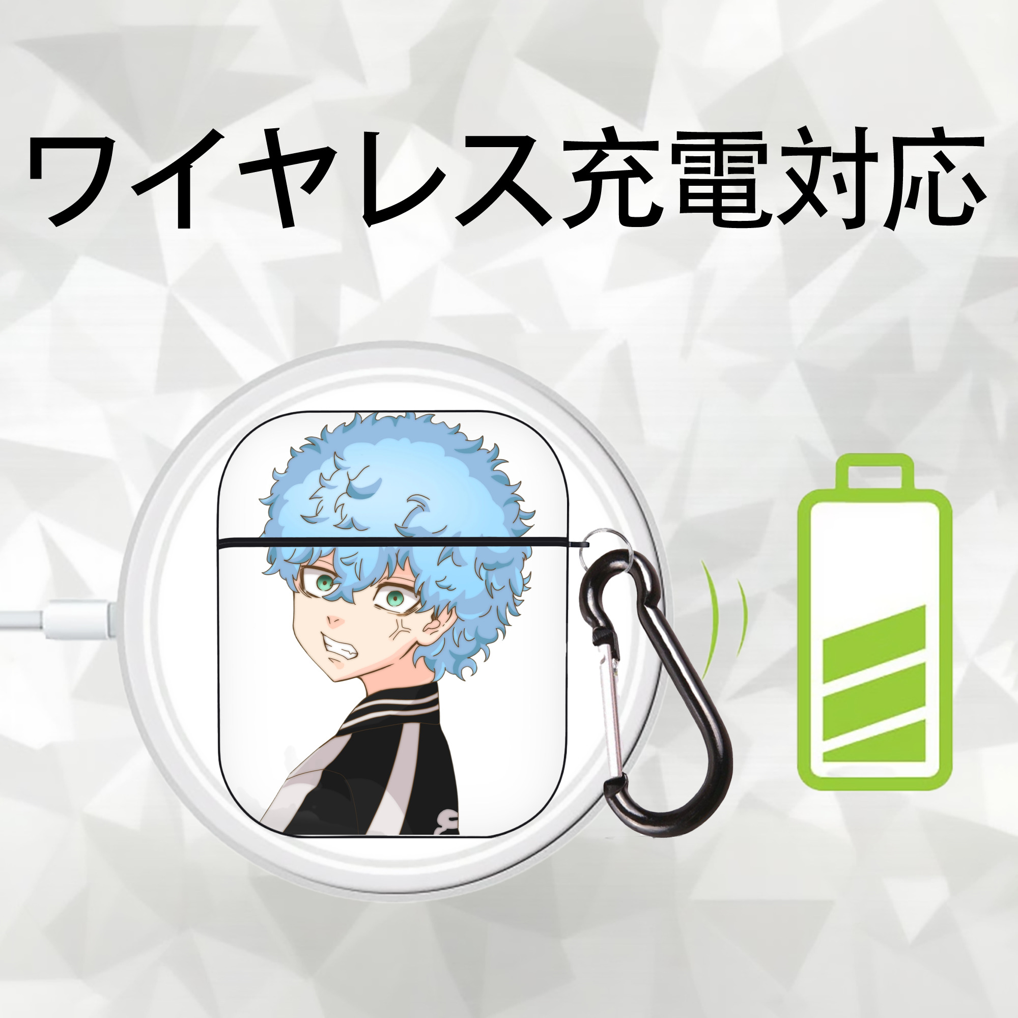 東京リベンジャーズ Tokyo Revengers AirPods 第2世代保護ケース ハードシェル ブラック 耐衝撃・防指紋・カラビナ付き