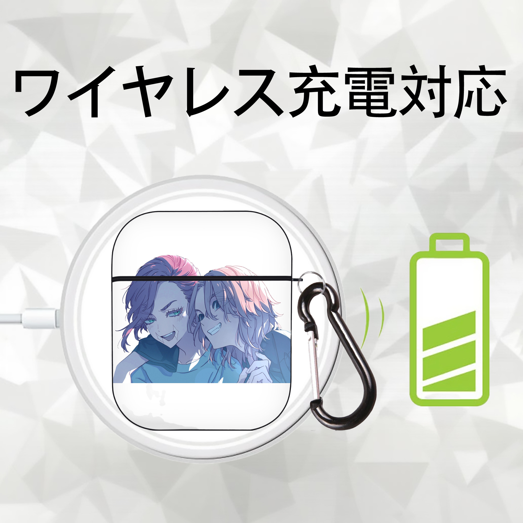 東京リベンジャーズ Tokyo Revengers AirPods 第2世代保護ケース ハードシェル ブラック 耐衝撃・防指紋・カラビナ付き