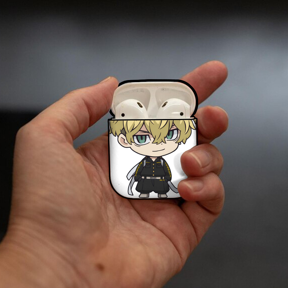 東京リベンジャーズ Tokyo Revengers AirPods 第2世代保護ケース ハードシェル ブラック 耐衝撃・防指紋・カラビナ付き
