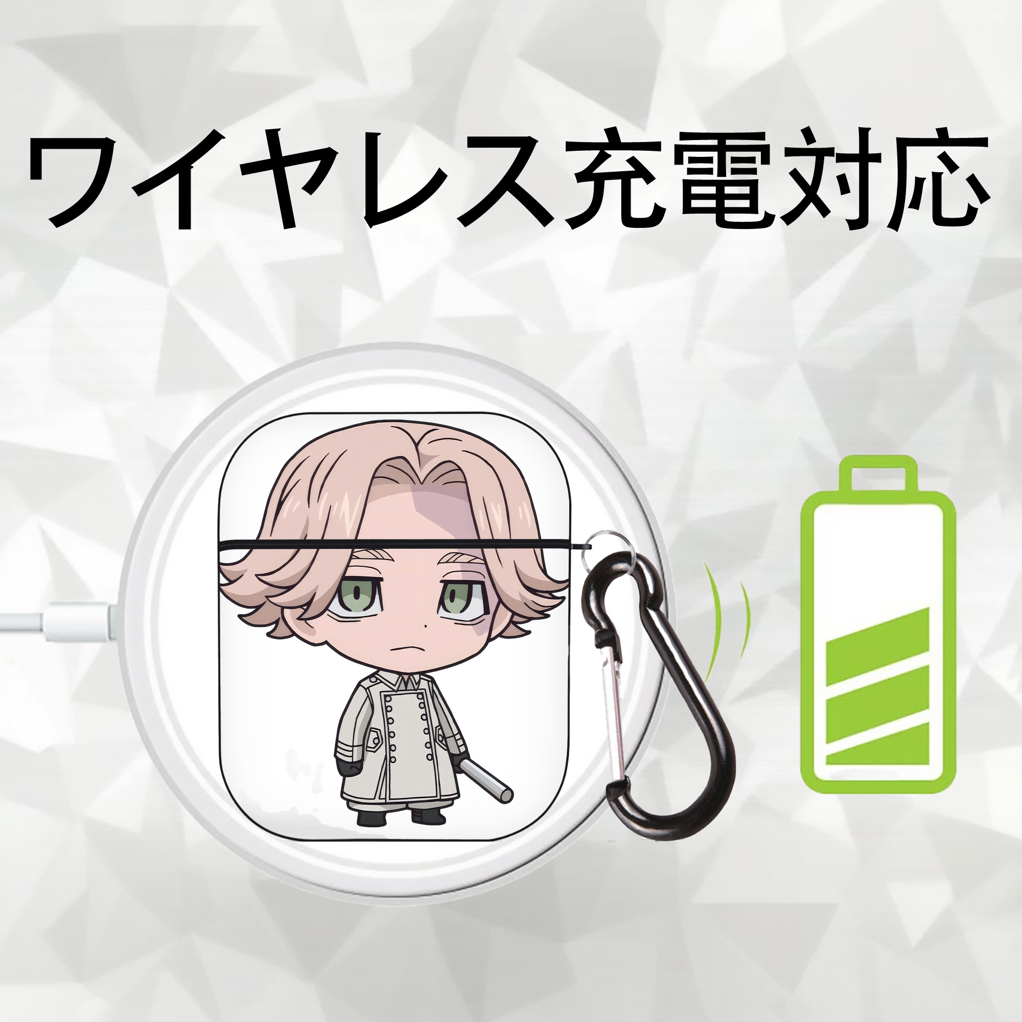 東京リベンジャーズ Tokyo Revengers AirPods 第2世代保護ケース ハードシェル ブラック 耐衝撃・防指紋・カラビナ付き