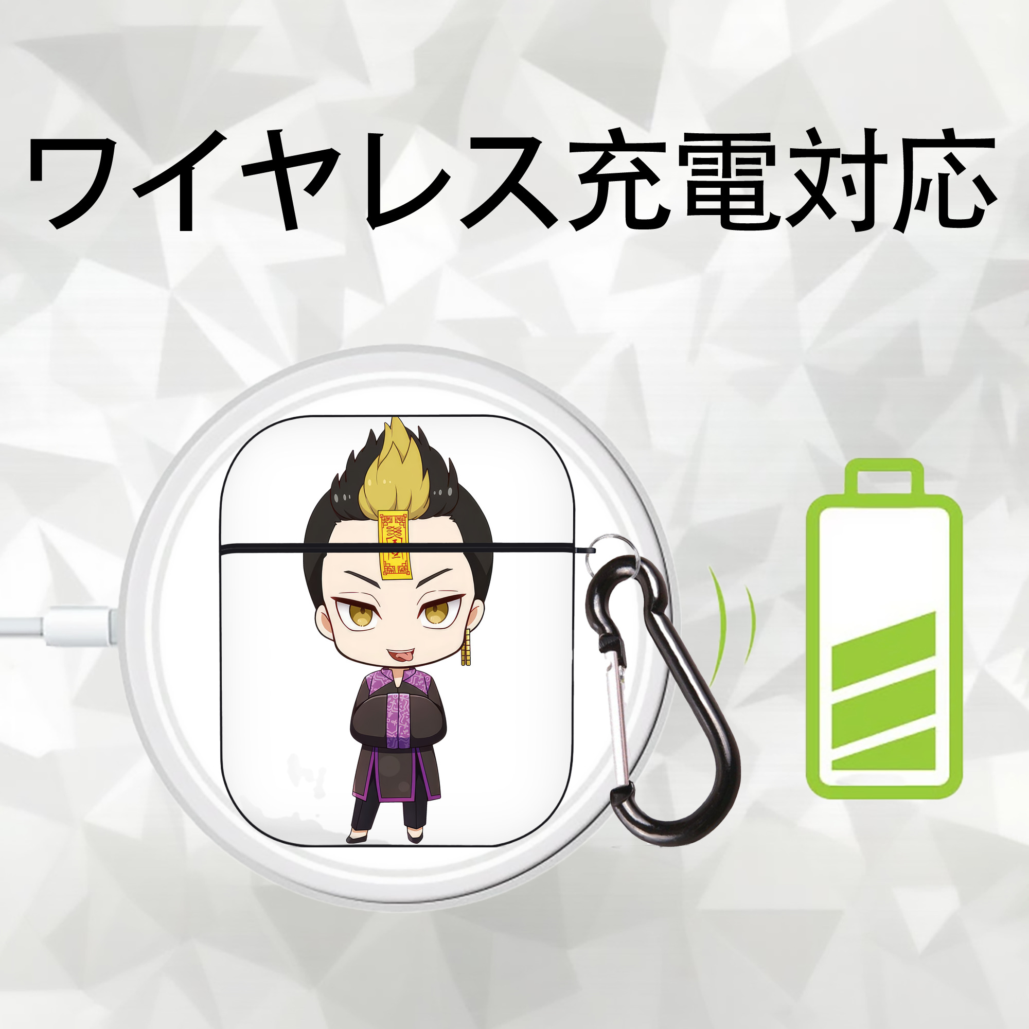 東京リベンジャーズ Tokyo Revengers AirPods 第2世代保護ケース ハードシェル ブラック 耐衝撃・防指紋・カラビナ付き