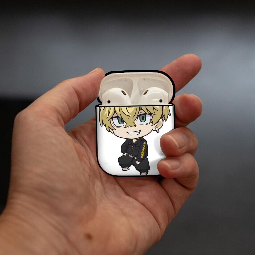 東京リベンジャーズ Tokyo Revengers AirPods 第2世代保護ケース ハードシェル ブラック 耐衝撃・防指紋・カラビナ付き