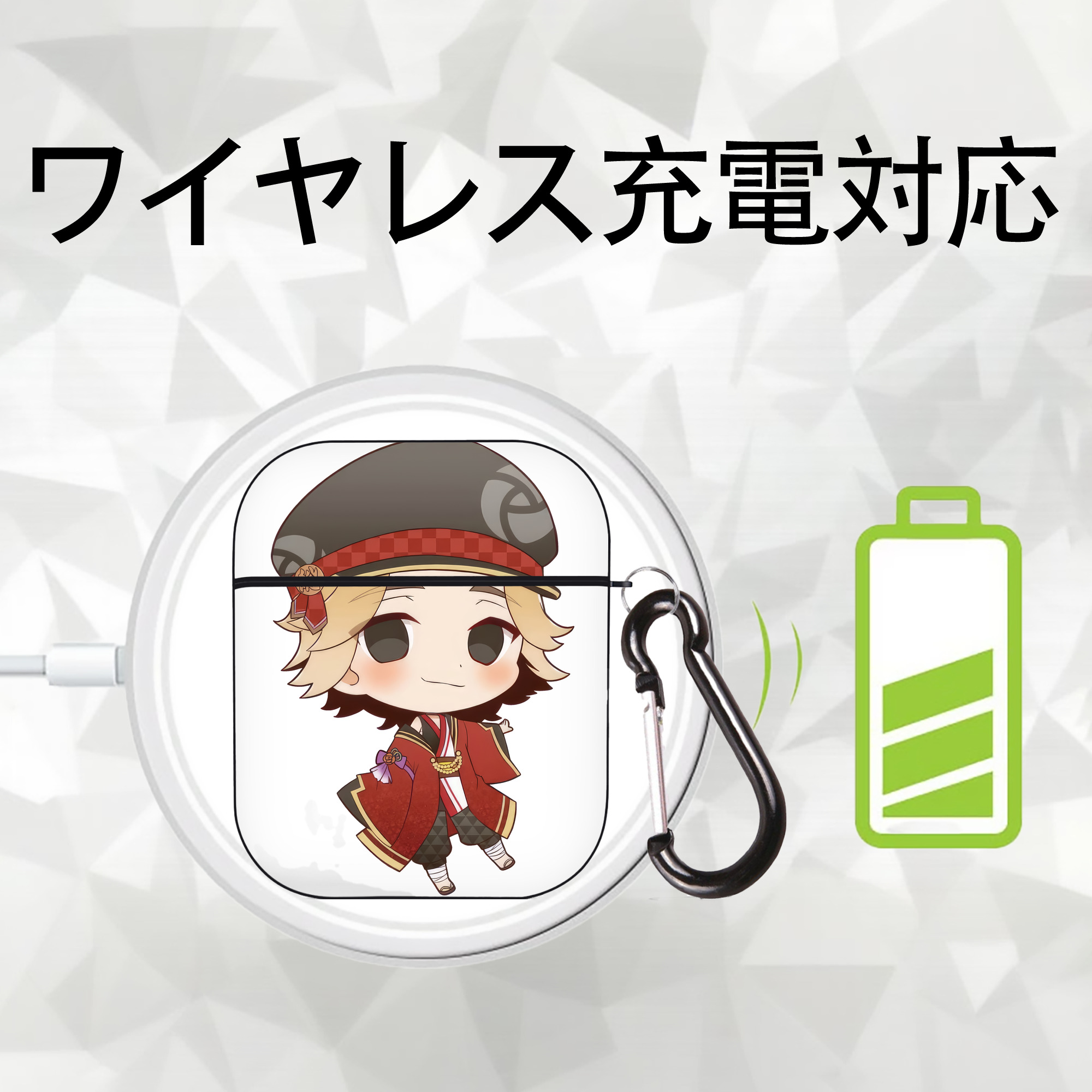 東京リベンジャーズ Tokyo Revengers AirPods 第2世代保護ケース ハードシェル ブラック 耐衝撃・防指紋・カラビナ付き