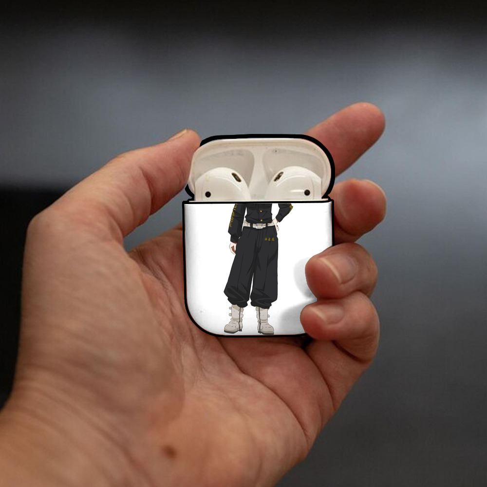 東京リベンジャーズ Tokyo Revengers AirPods 第2世代保護ケース ハードシェル ブラック 耐衝撃・防指紋・カラビナ付き