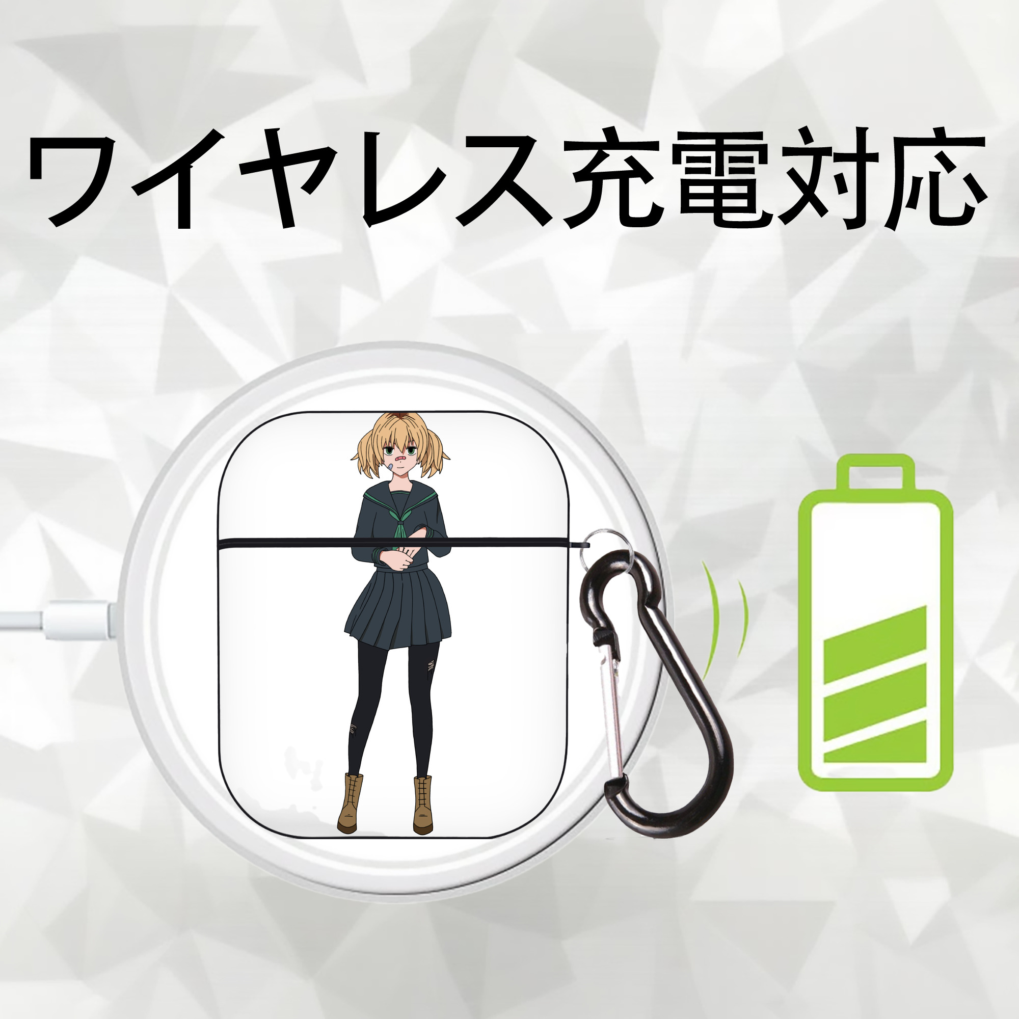 東京リベンジャーズ Tokyo Revengers AirPods 第2世代保護ケース ハードシェル ブラック 耐衝撃・防指紋・カラビナ付き