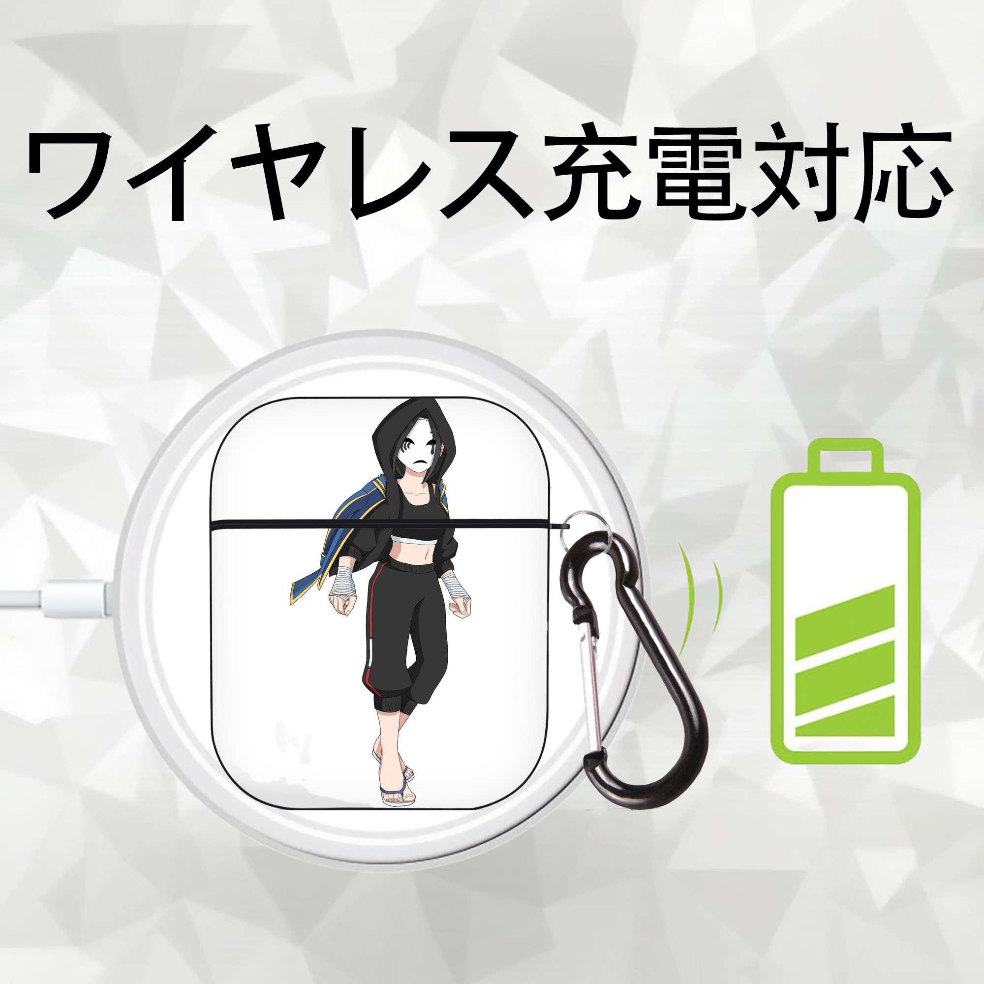 東京リベンジャーズ Tokyo Revengers AirPods 第2世代保護ケース ハードシェル ブラック 耐衝撃・防指紋・カラビナ付き